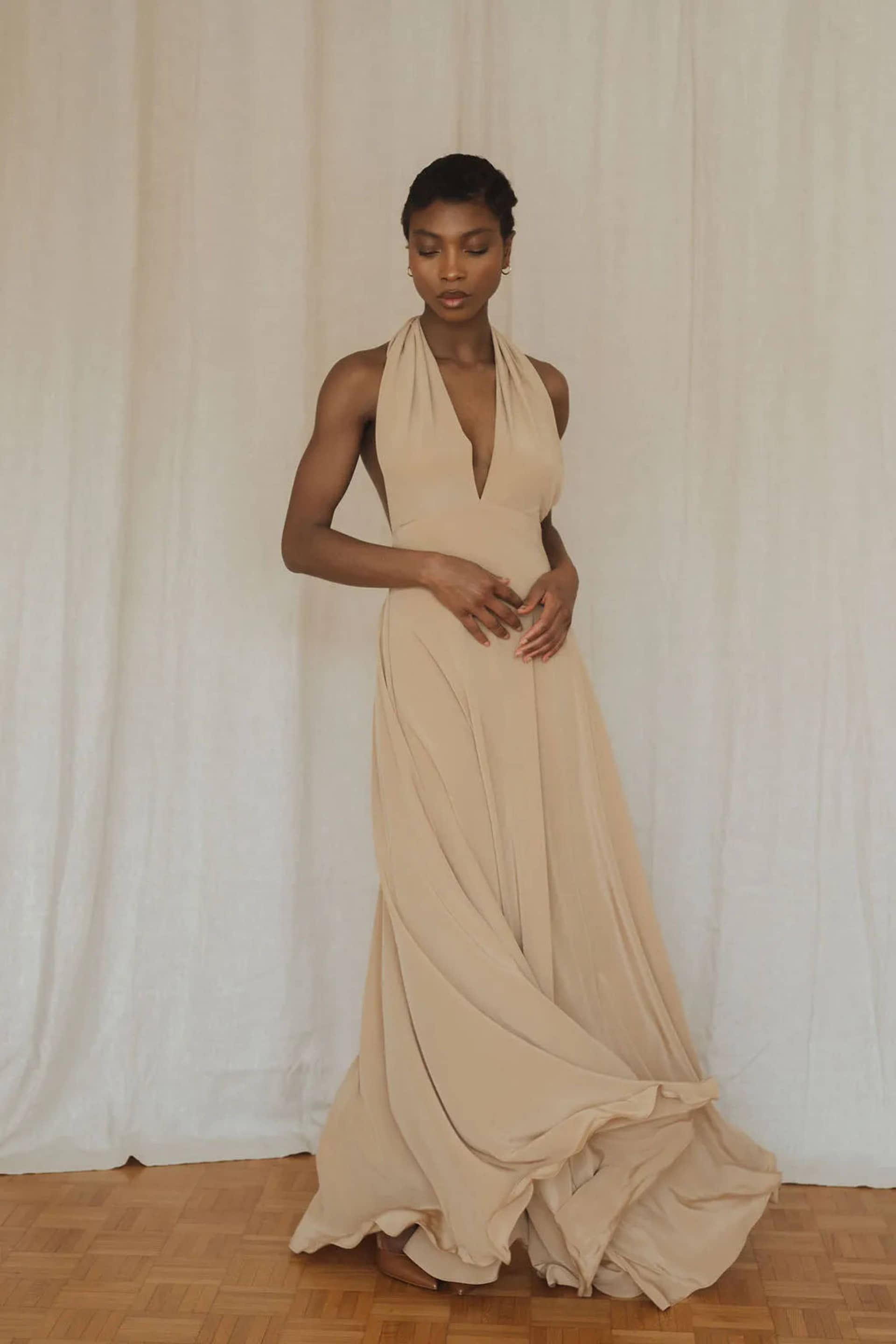 Silk dress - Tan Beige made by MORACÉE