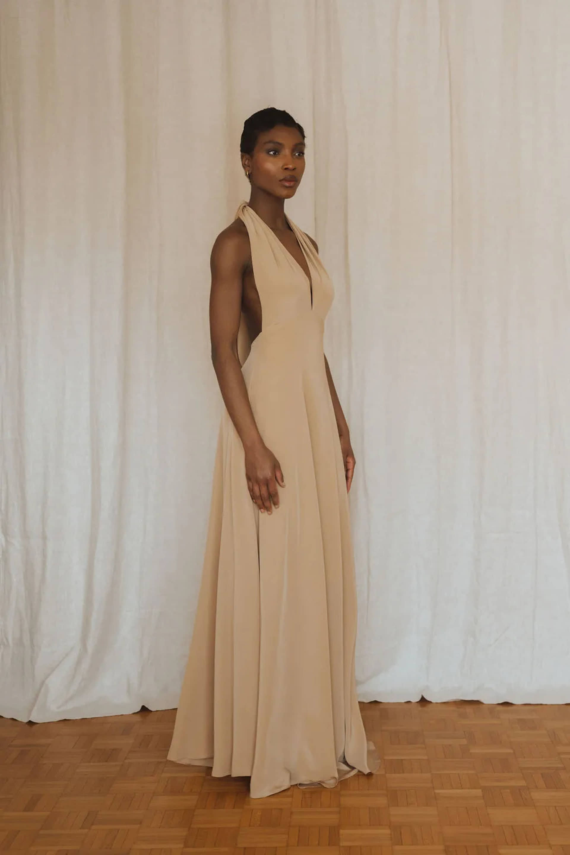 Silk dress - Tan Beige made by MORACÉE