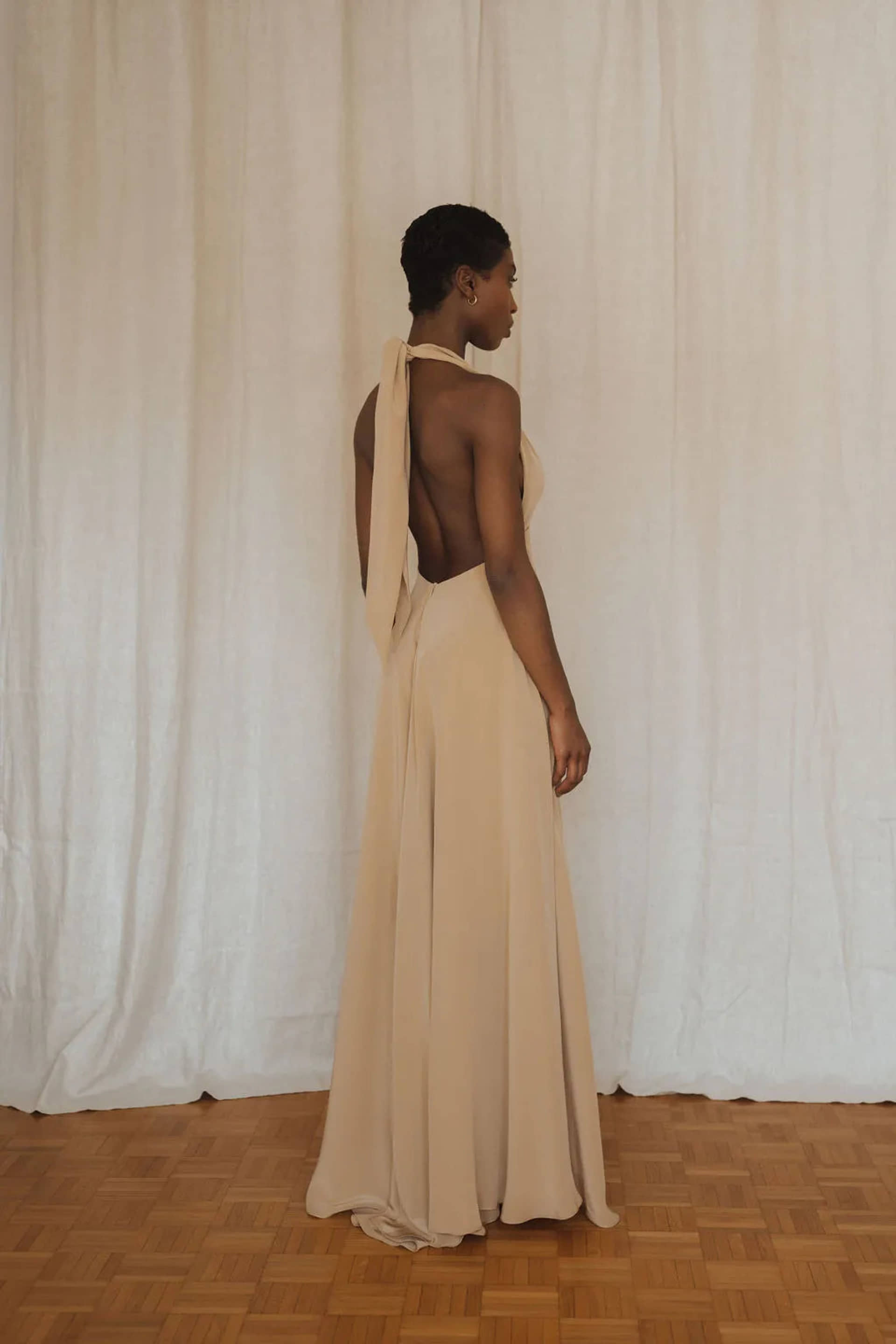 Silk dress - Tan Beige made by MORACÉE