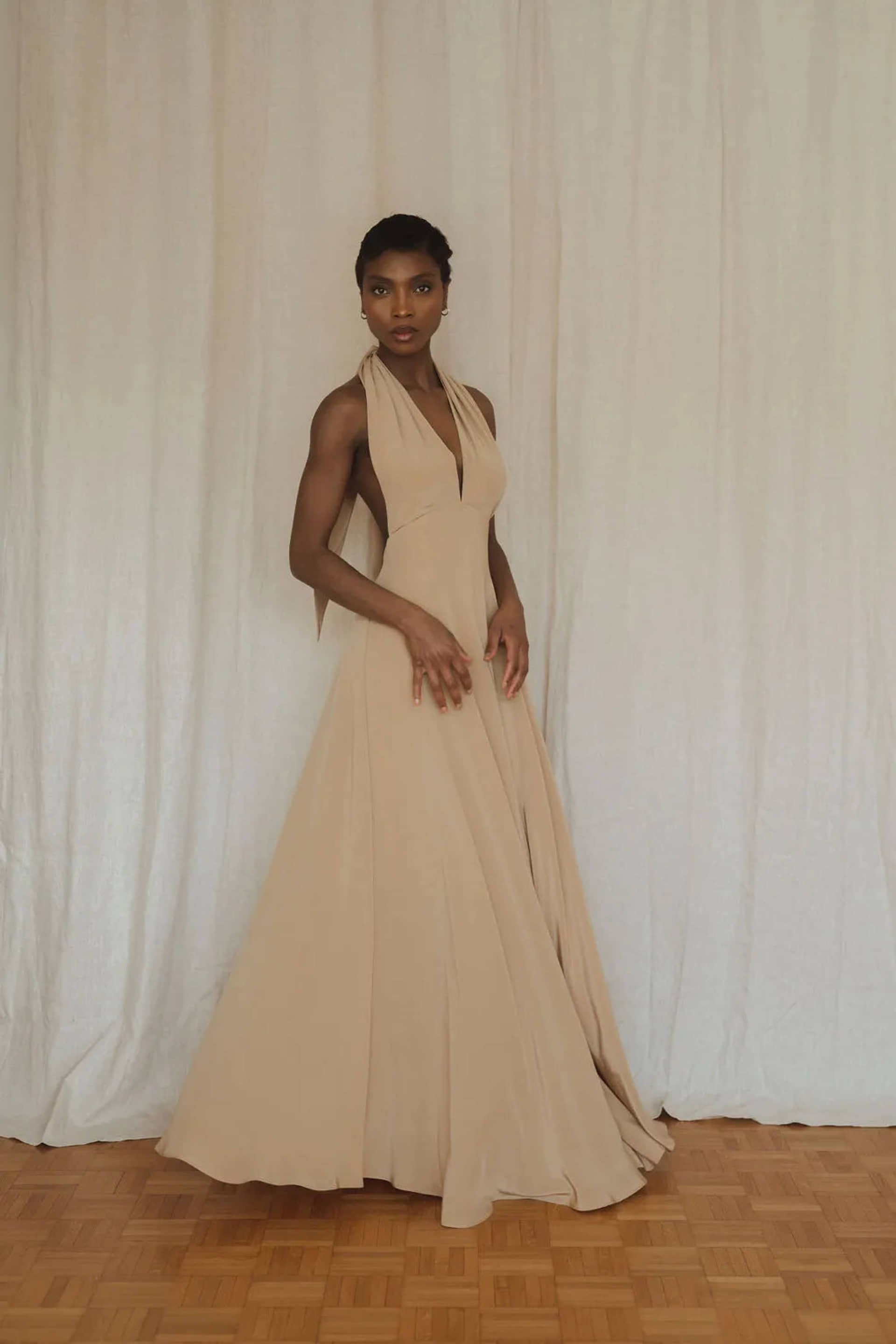 Silk dress - Tan Beige made by MORACÉE