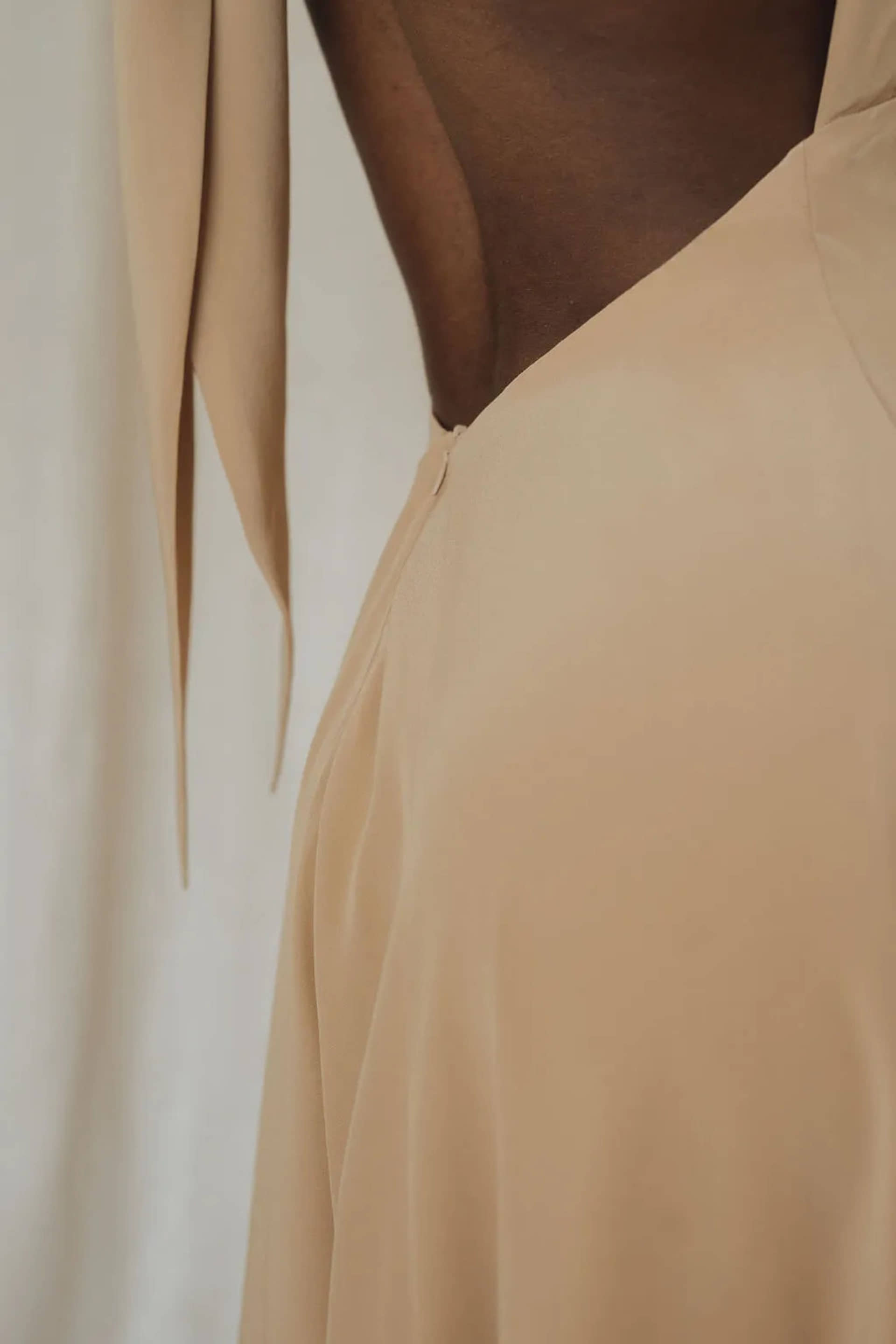 Silk dress - Tan Beige made by MORACÉE