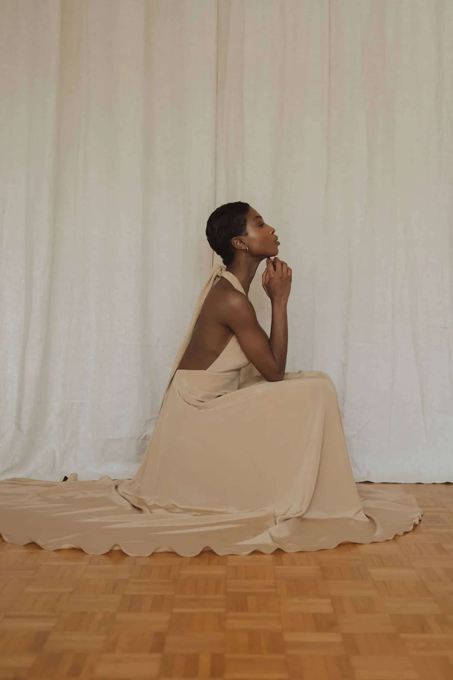 Silk dress - Tan Beige made by MORACÉE