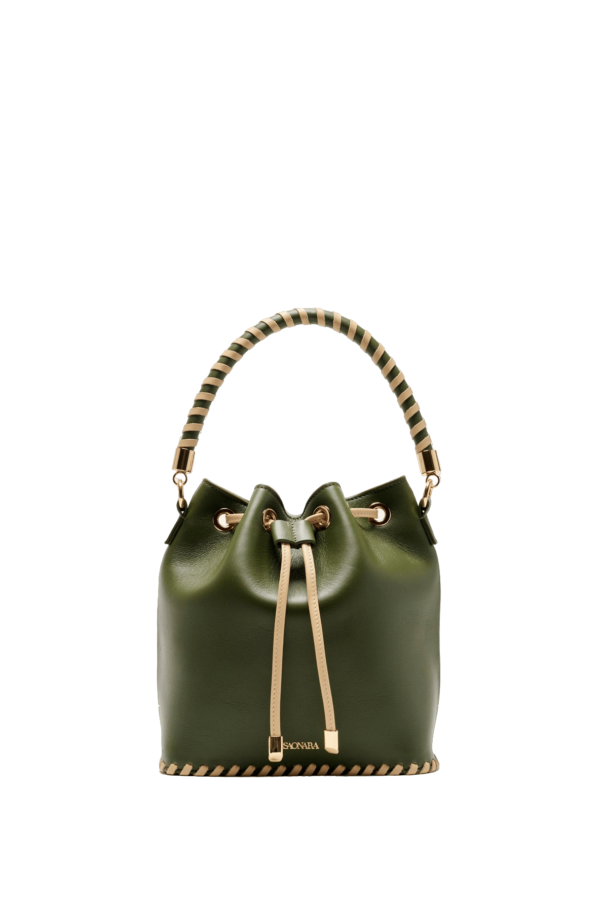 SAONARA BUCKET ARMY GREEN/Cream Skin made by Saonara