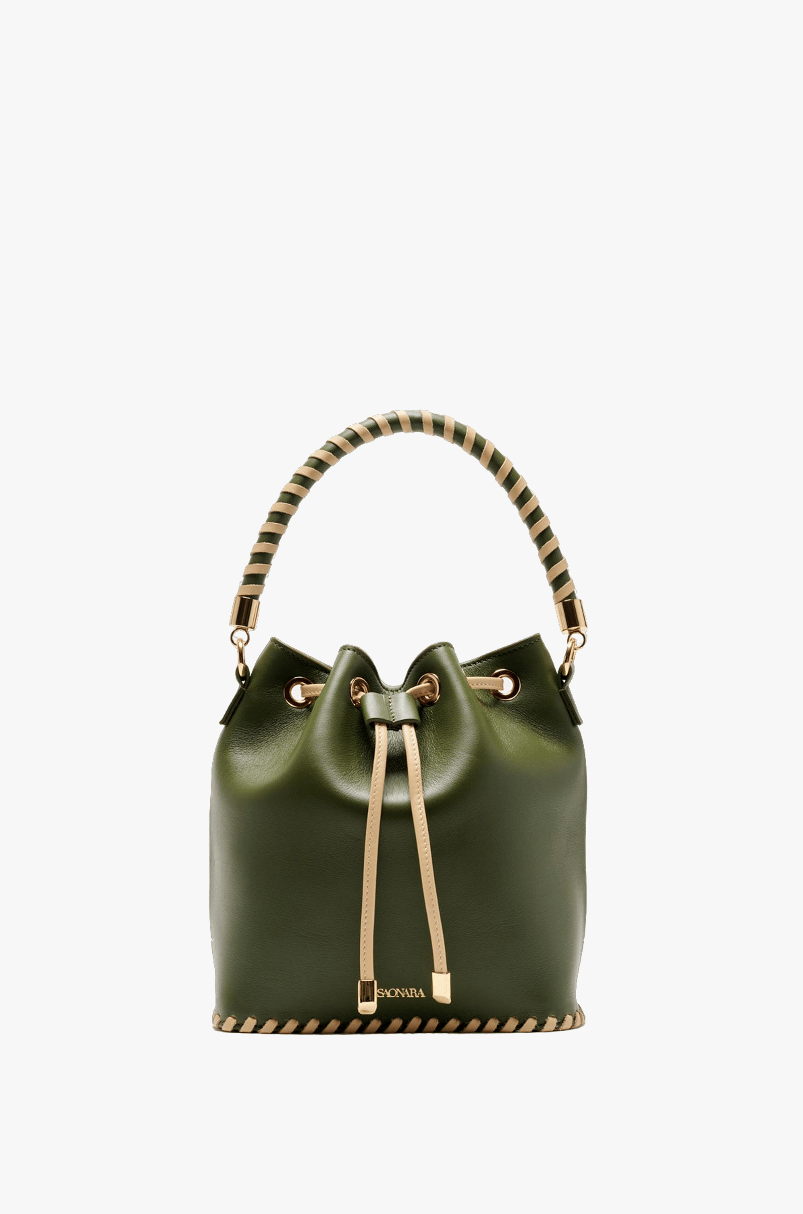 SAONARA BUCKET ARMY GREEN/Cream Skin made by Saonara