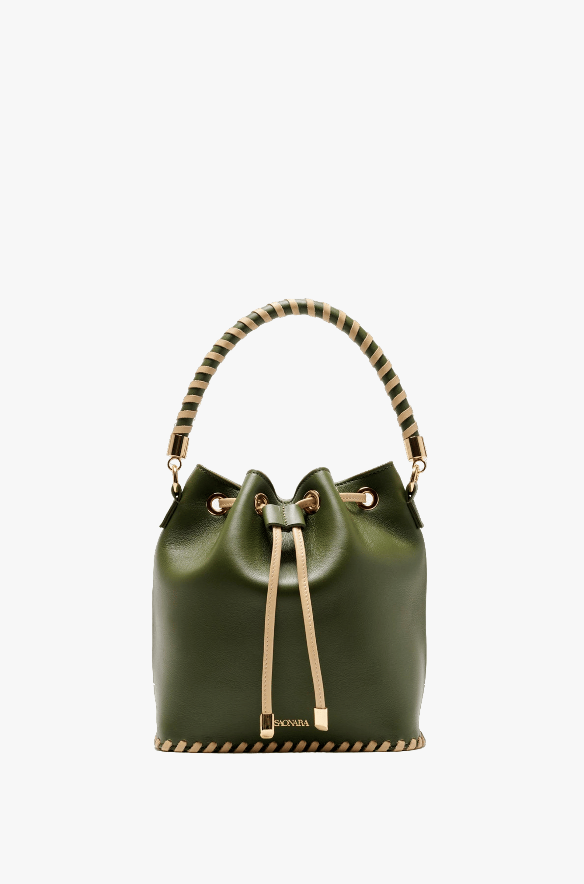 SAONARA BUCKET ARMY GREEN/Cream Skin made by Saonara