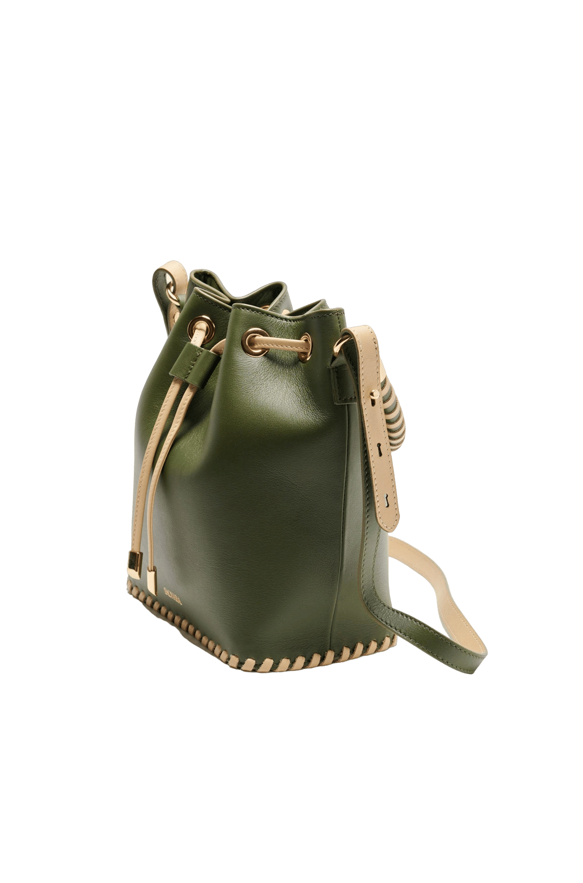 SAONARA BUCKET ARMY GREEN/Cream Skin made by Saonara