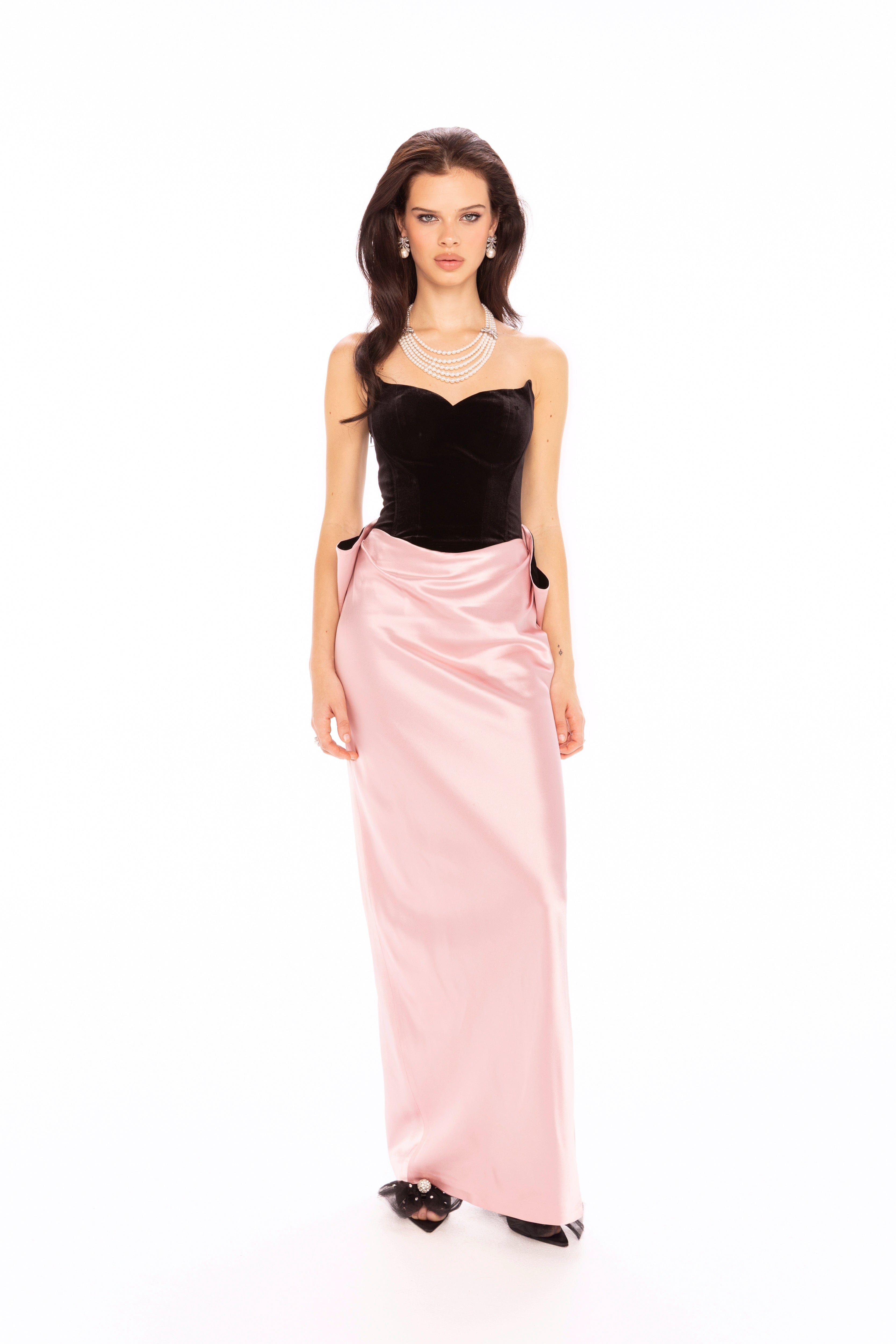 Amor Strapless Velvet Maxi Dress made by Nana Jacqueline