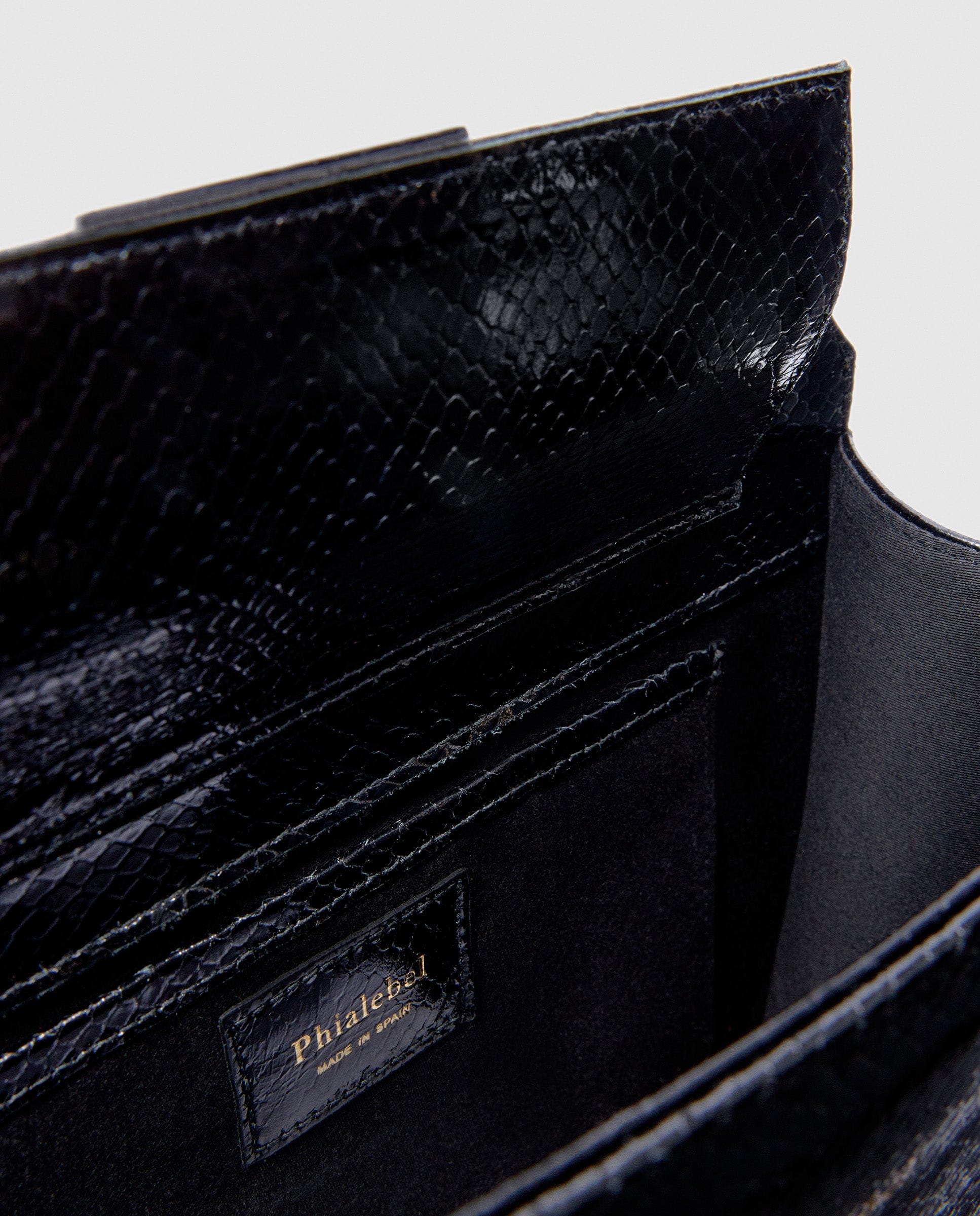 Mini Olympia black in snake print made by Phialebel