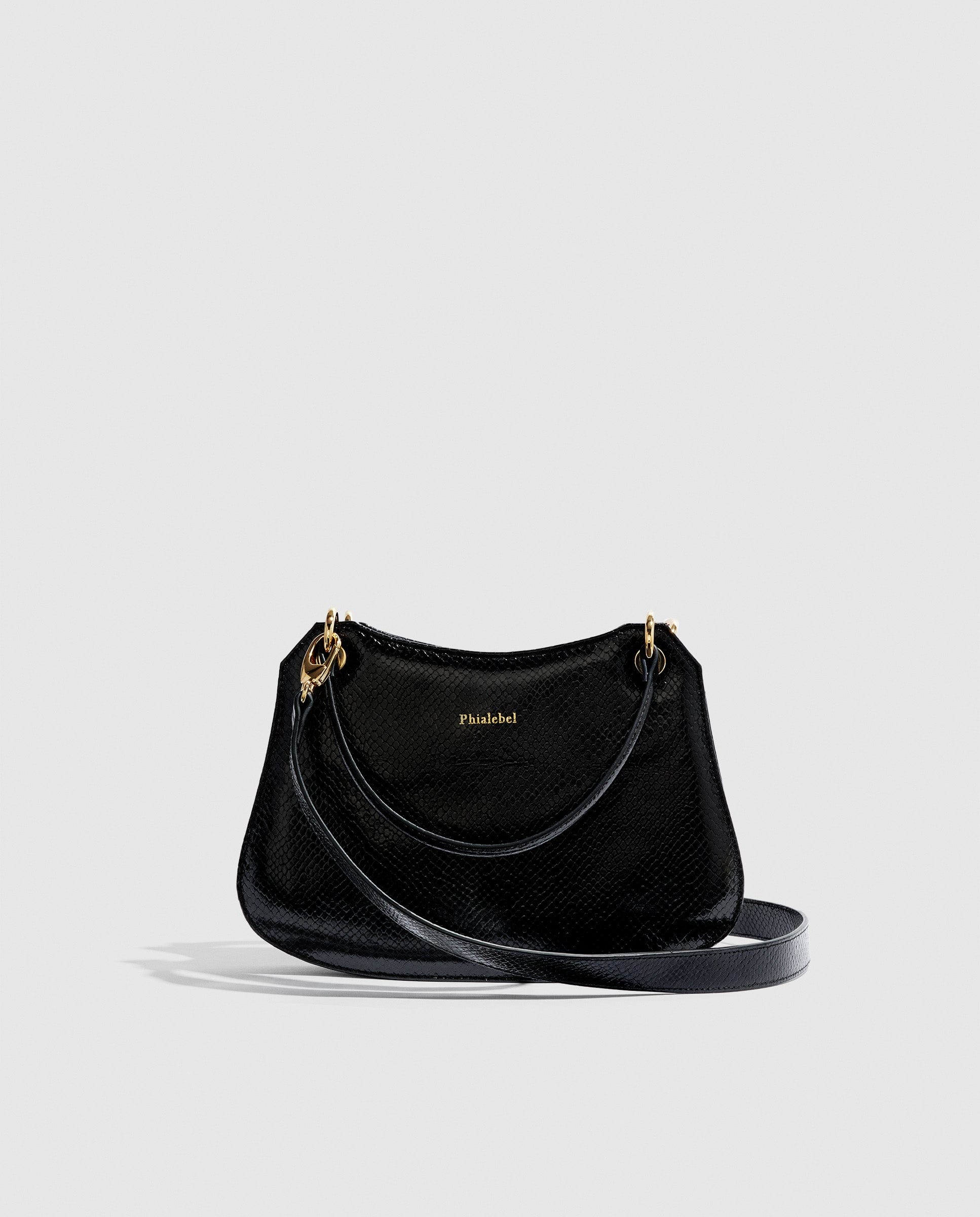 Mini Olympia black in snake print made by Phialebel