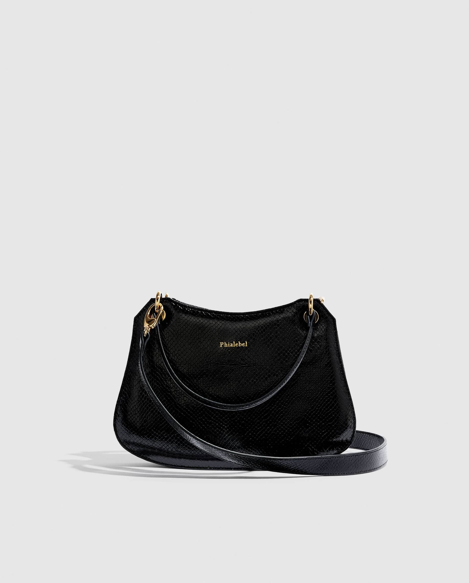 Mini Olympia black in snake print made by Phialebel