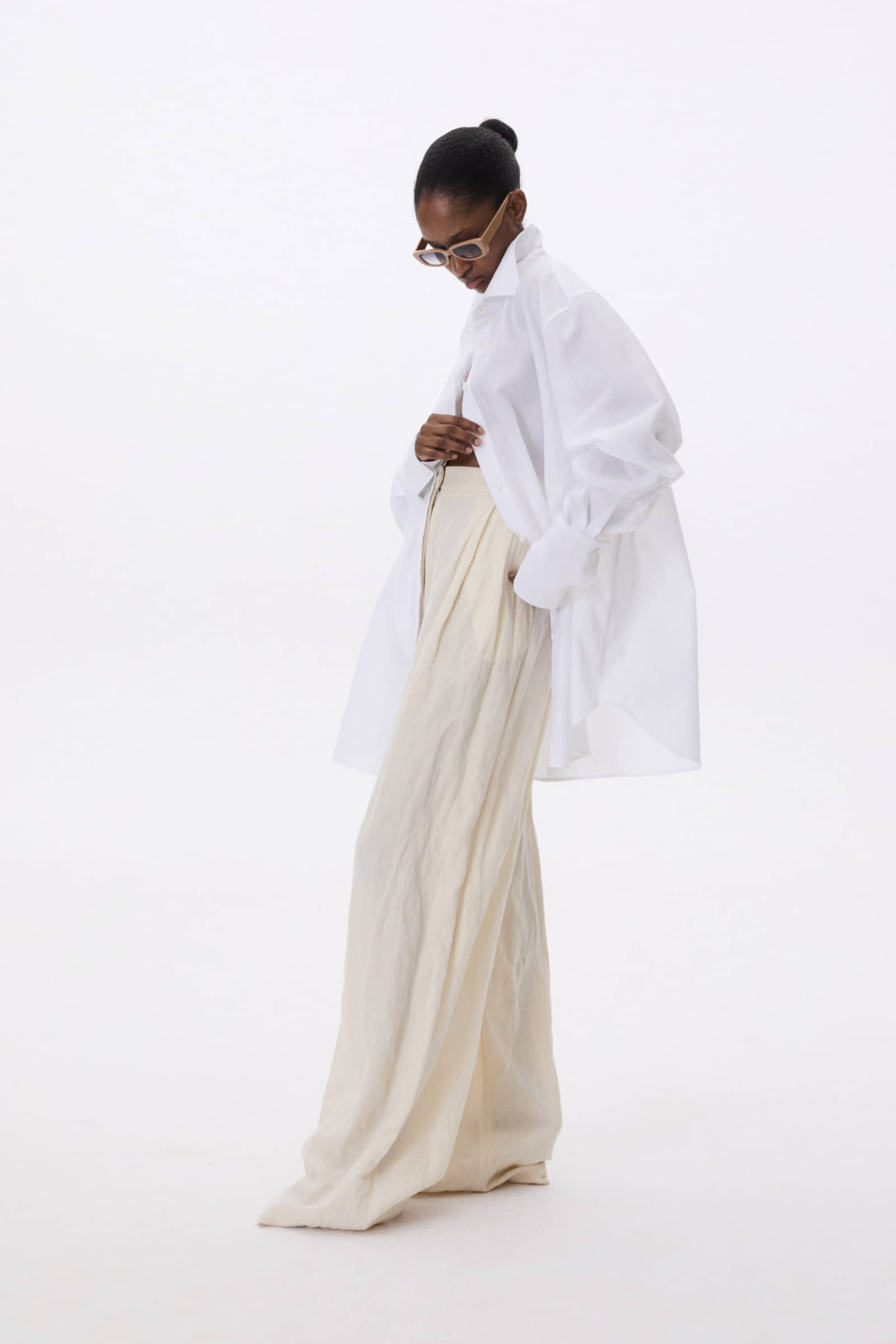 Wide Leg Tailored Cotton Trousers made by YAVORSKA