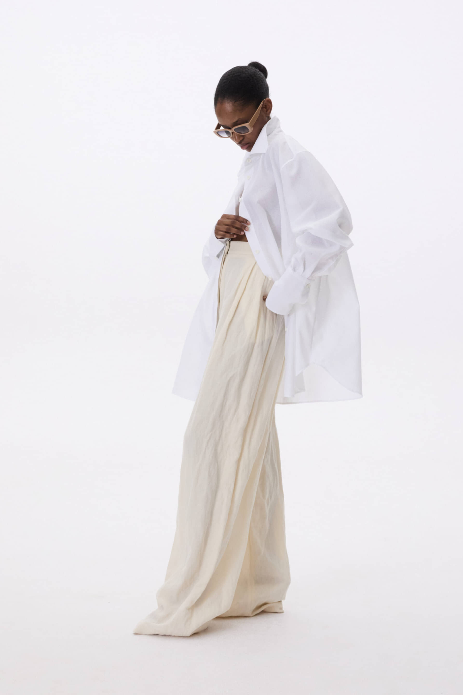Wide Leg Tailored Cotton Trousers made by YAVORSKA