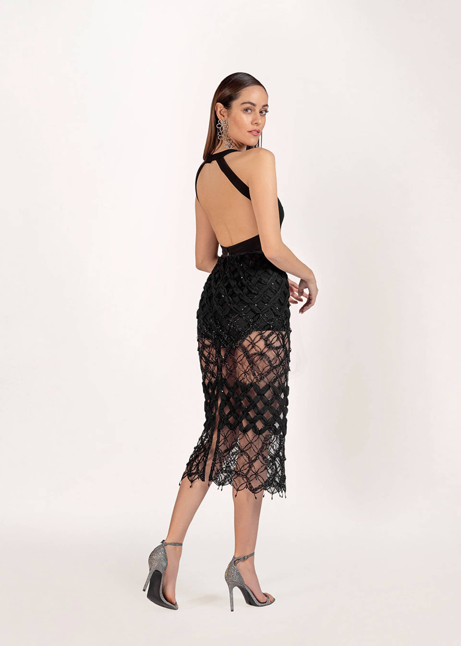 Lara midi embellished evening dress made by Monika Dimova