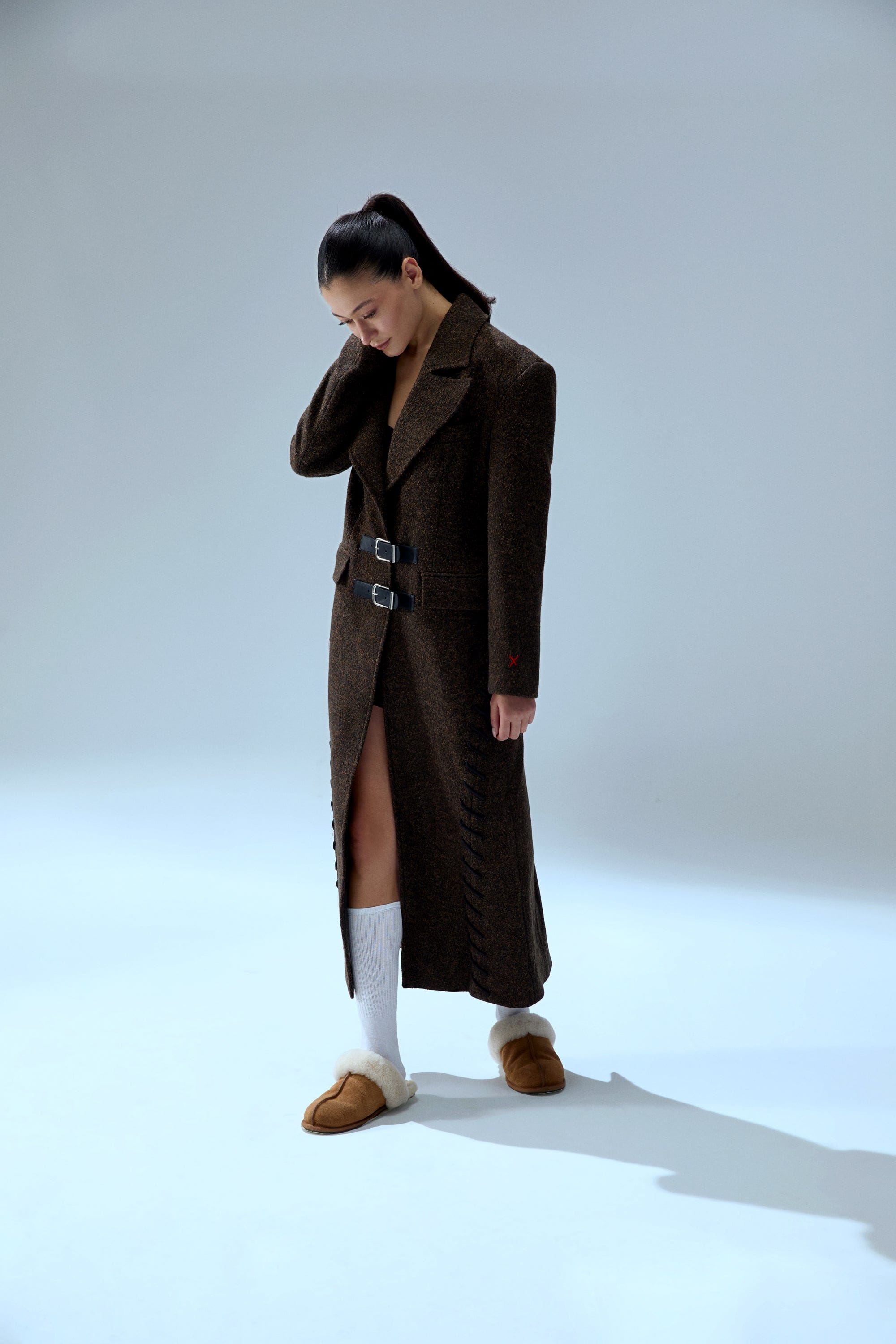 YOUR *ITCH CASHMERE BLEND LONG OVERCOAT - BROWN made by PCFG
