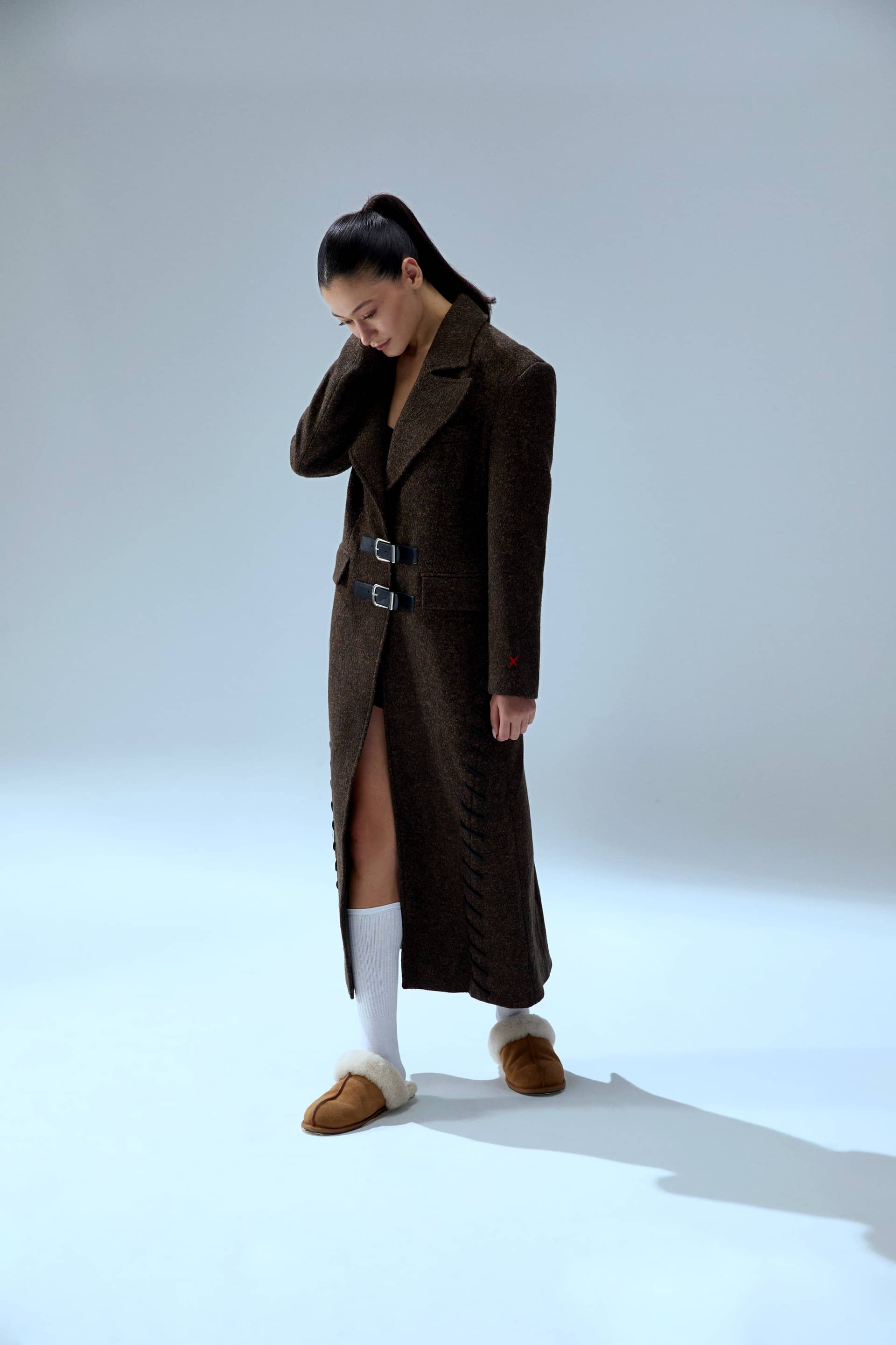YOUR *ITCH CASHMERE BLEND LONG OVERCOAT - BROWN made by PCFG