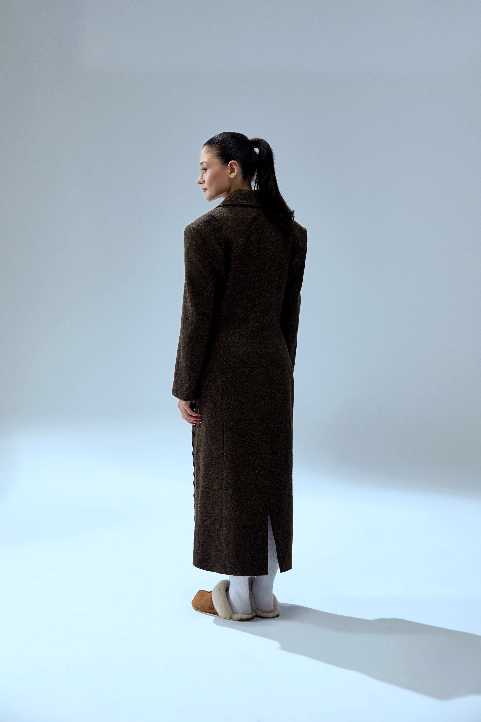 YOUR *ITCH CASHMERE BLEND LONG OVERCOAT - BROWN made by PCFG