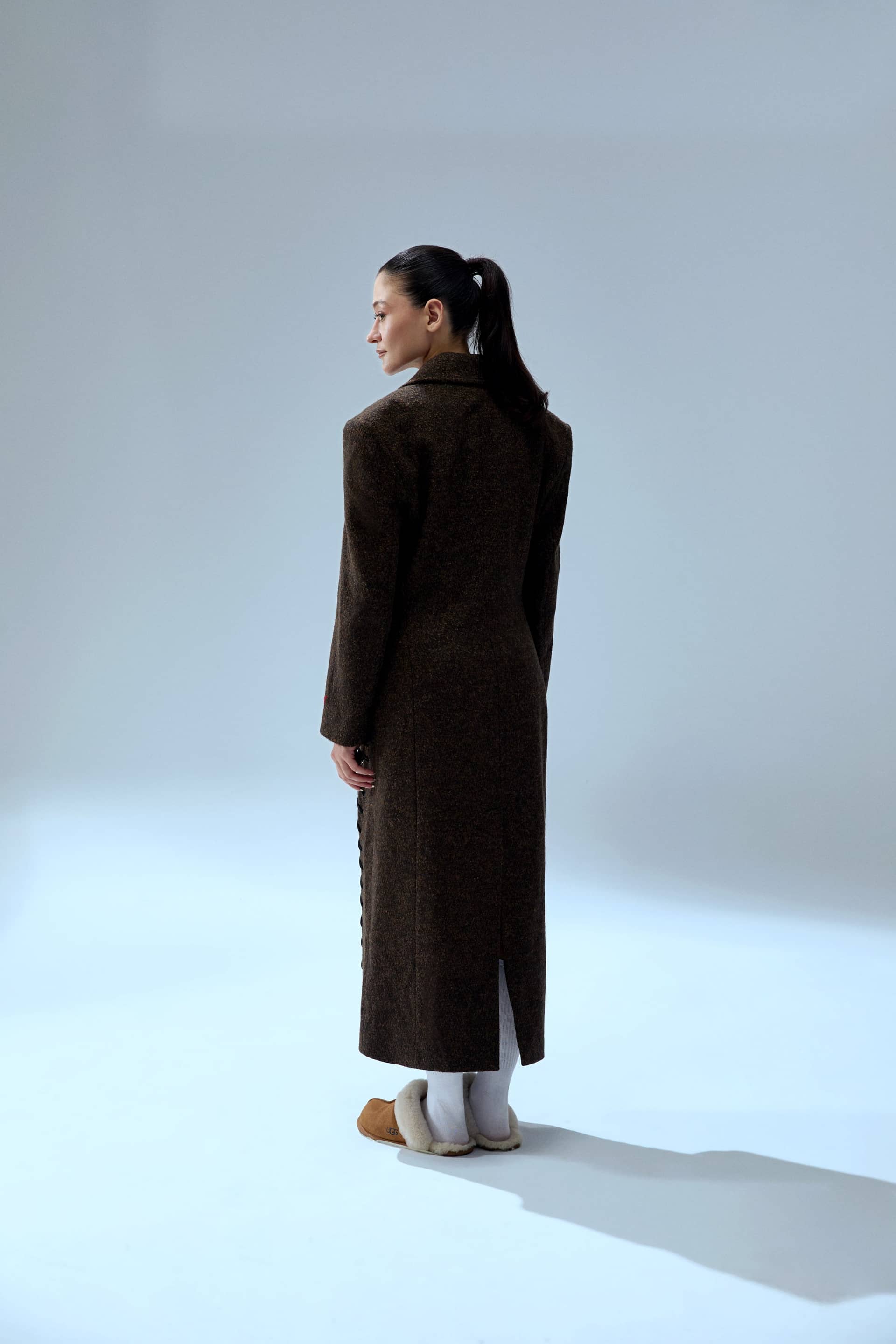 YOUR *ITCH CASHMERE BLEND LONG OVERCOAT - BROWN made by PCFG