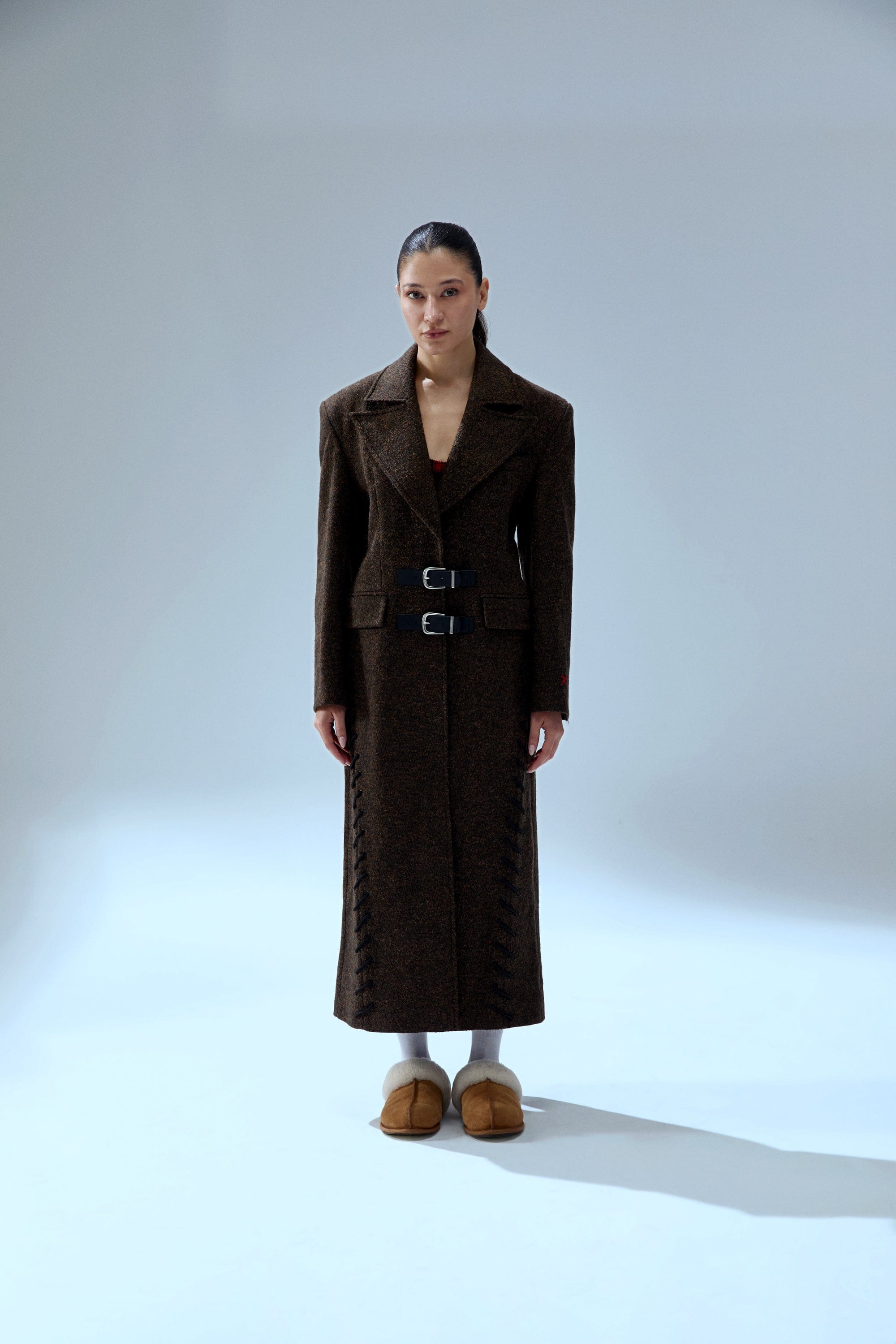 YOUR *ITCH CASHMERE BLEND LONG OVERCOAT - BROWN made by PCFG