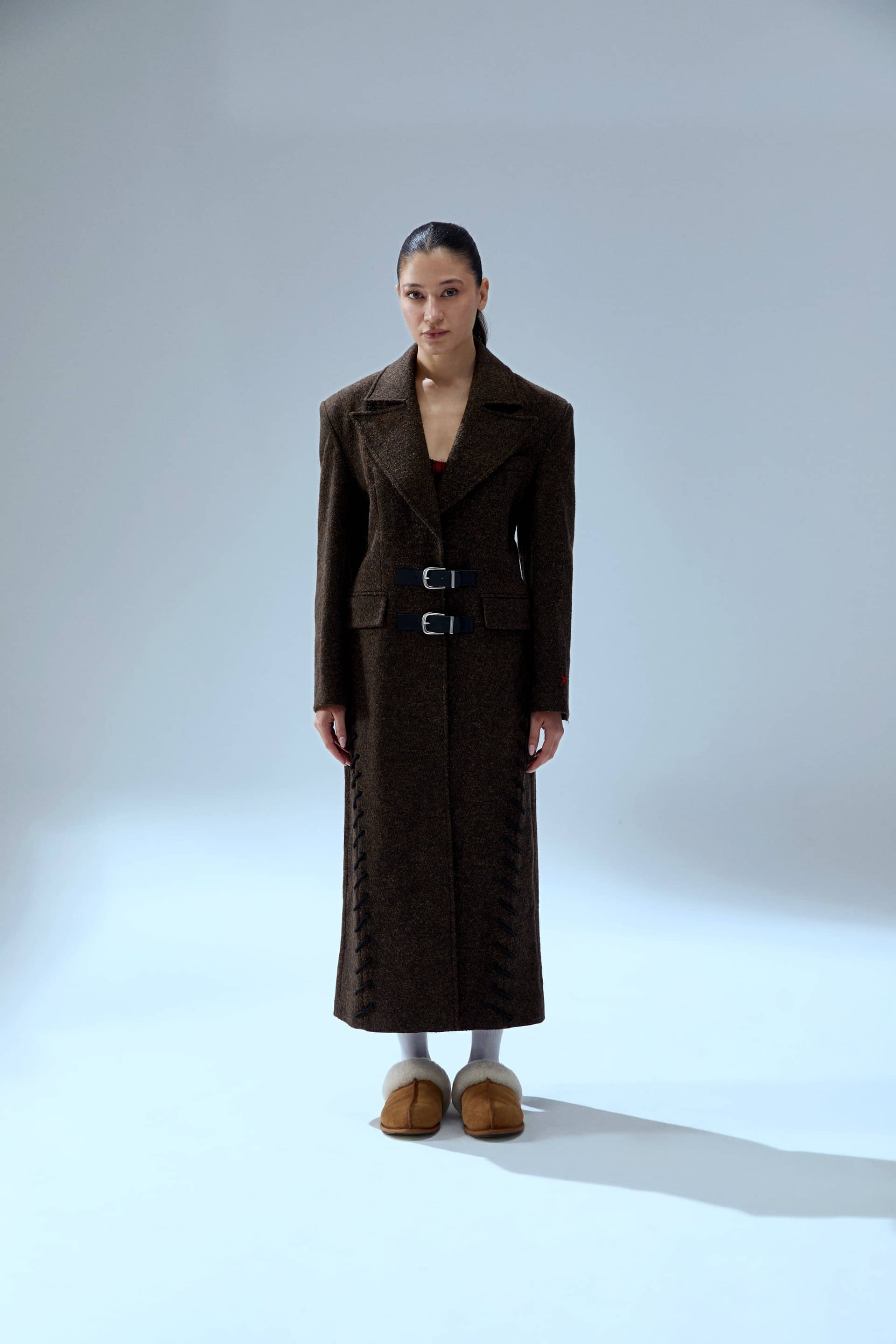 YOUR *ITCH CASHMERE BLEND LONG OVERCOAT - BROWN made by PCFG