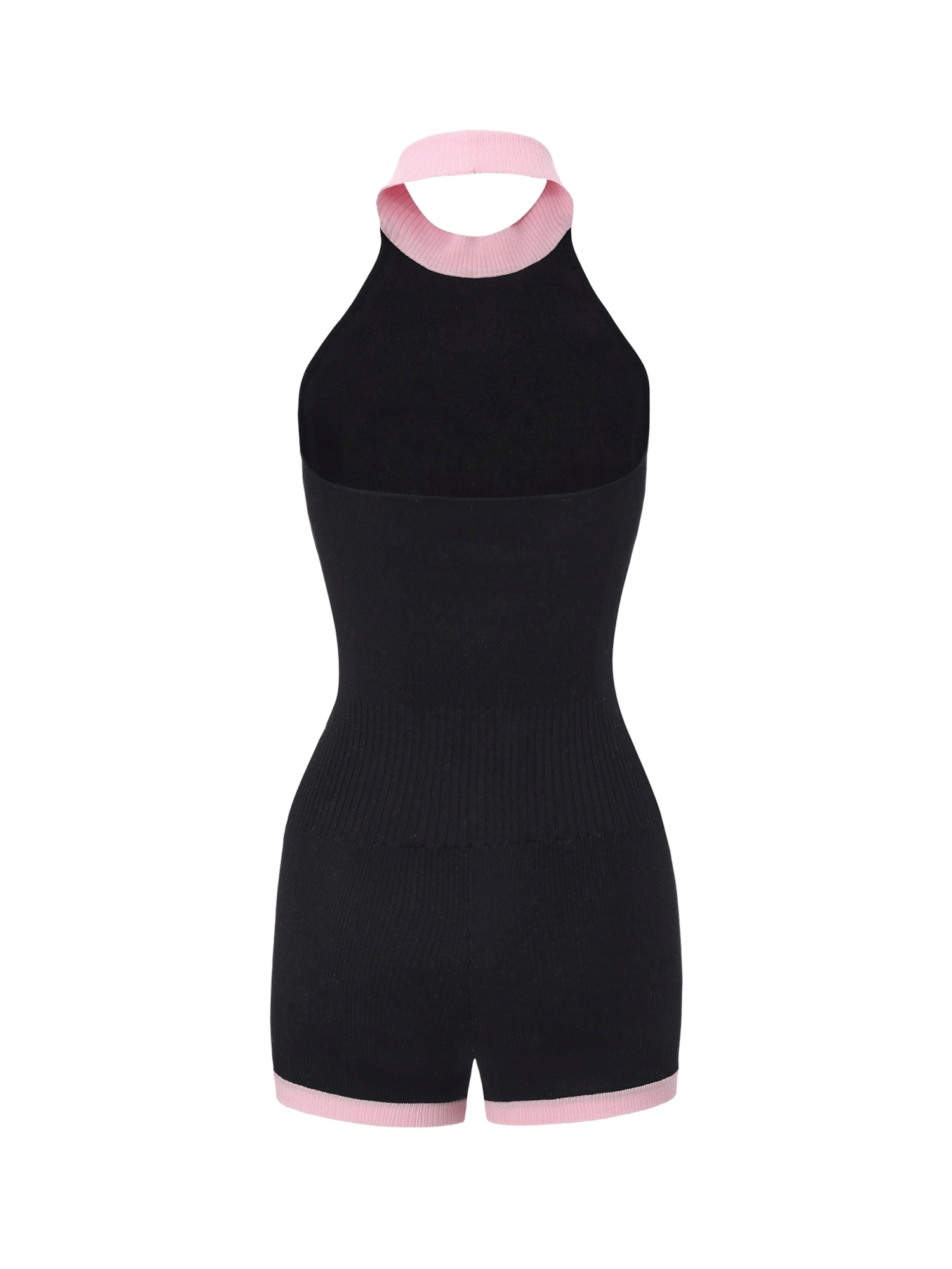 Ava Contrast Halter Knit Black Romper made by Nana Jacqueline