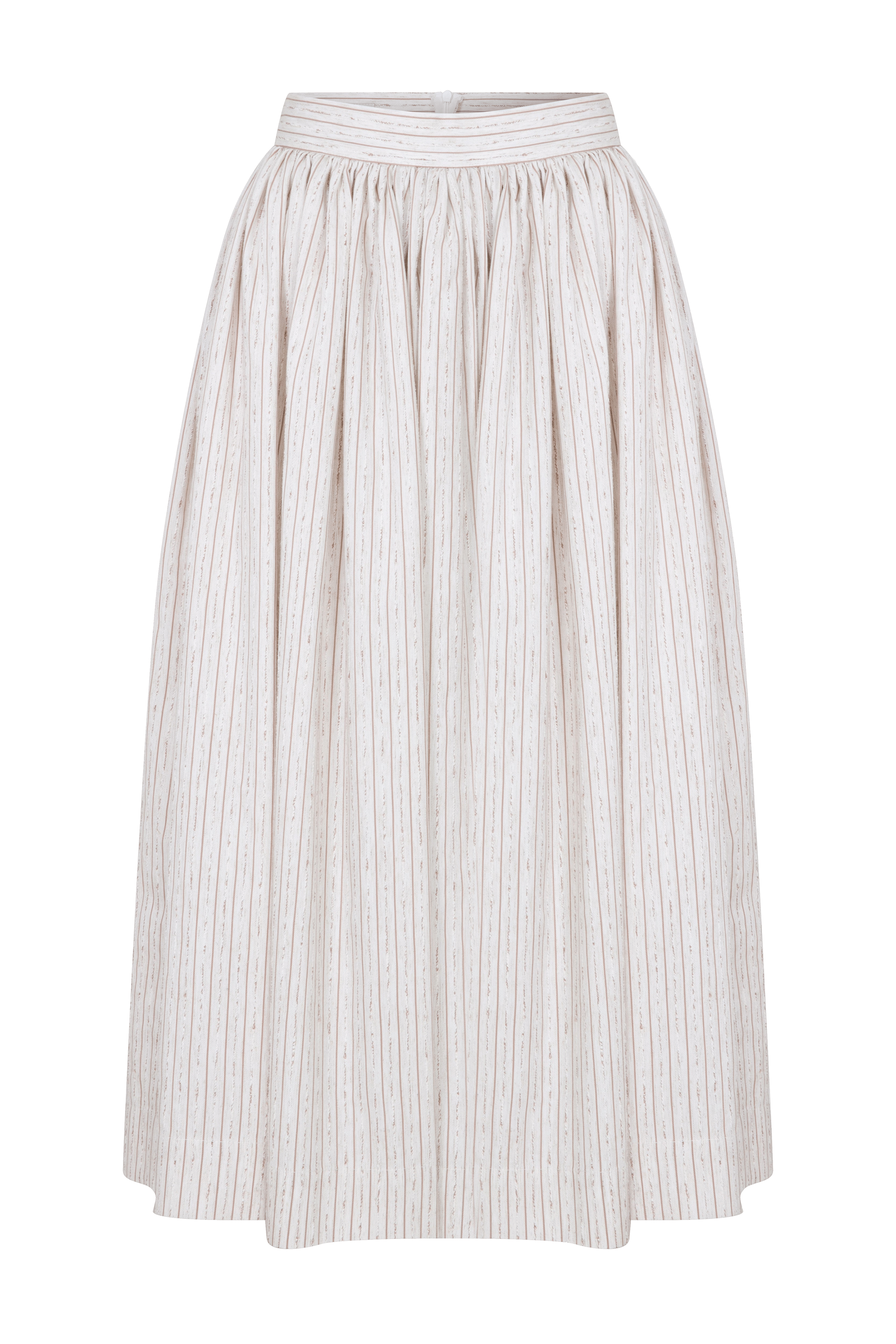 Lou Lou Striped Linen Midi Skirt in Walnut made by Nazli Ceren