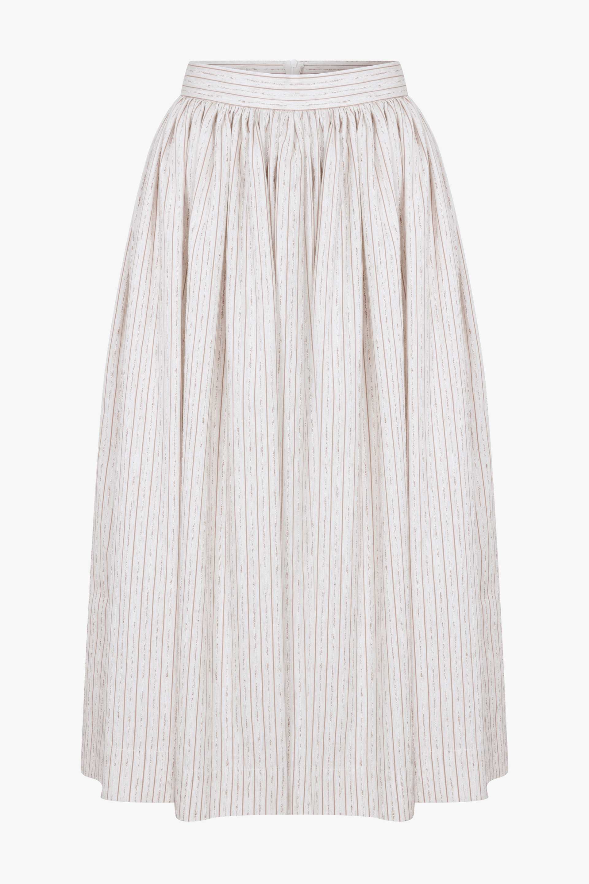 Lou Lou Striped Linen Midi Skirt in Walnut made by Nazli Ceren