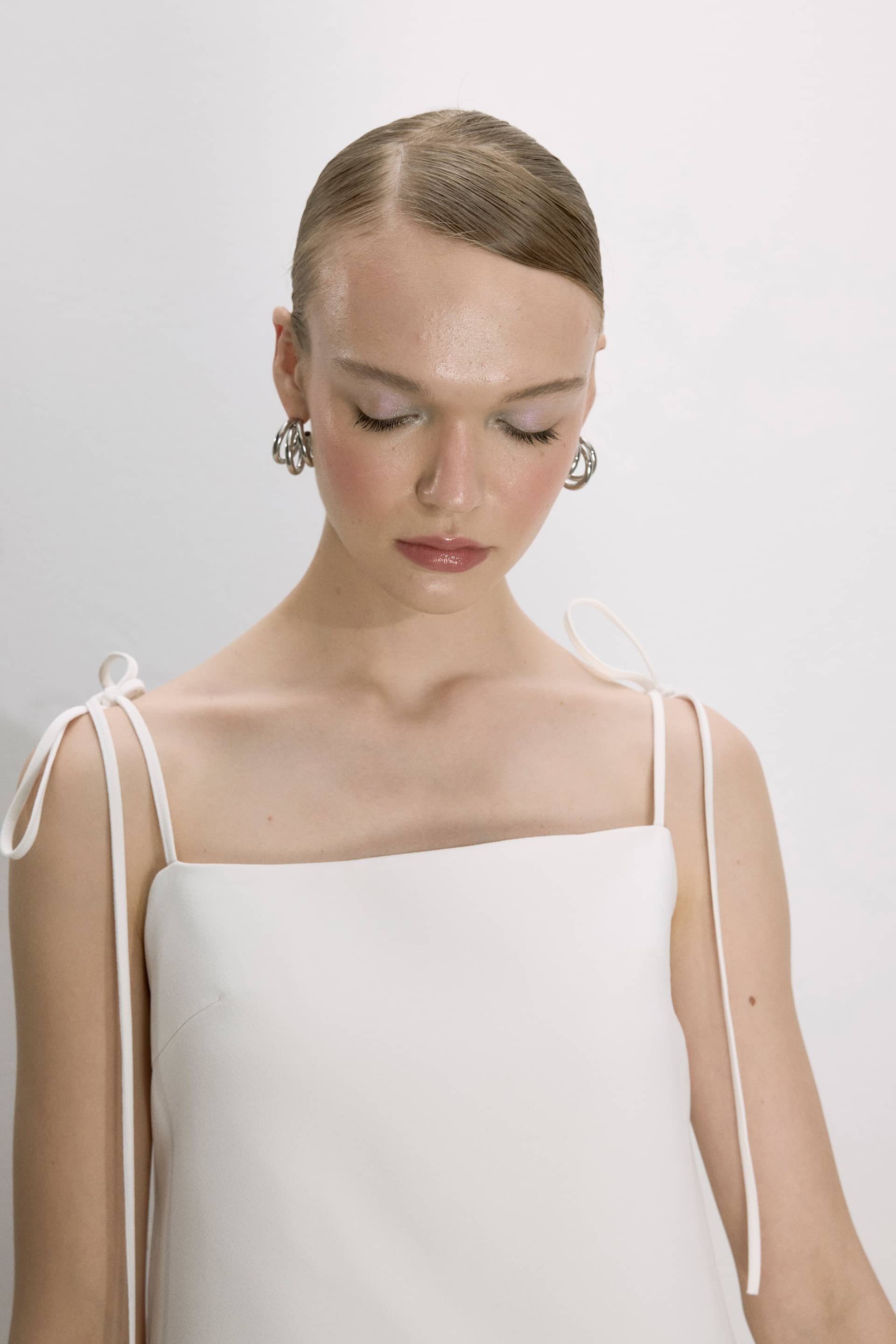 Ellie Mini Crepe Dress In Blanche made by Nazli Ceren