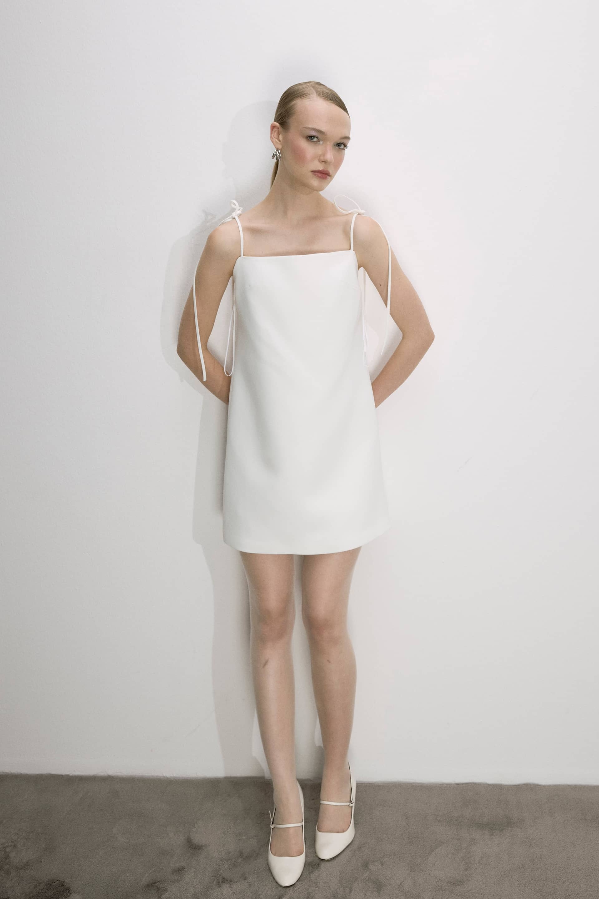 Ellie Mini Crepe Dress In Blanche made by Nazli Ceren