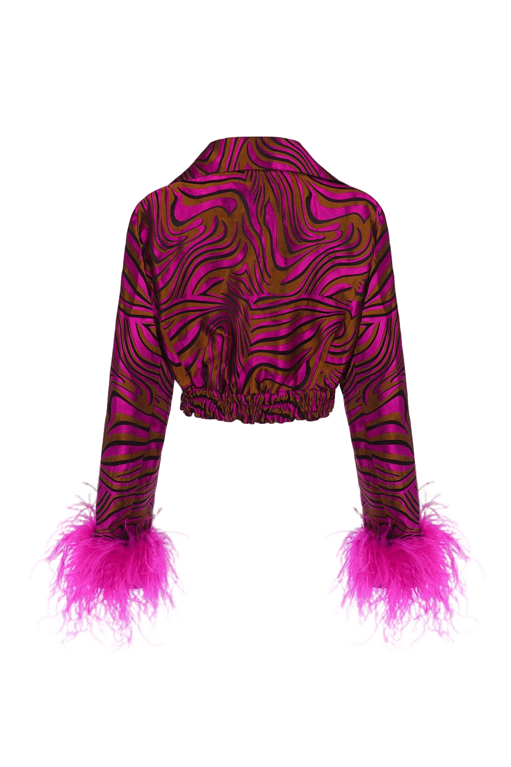 Raspberry Marilyn Jacket With Feathers made by ANDREEVA