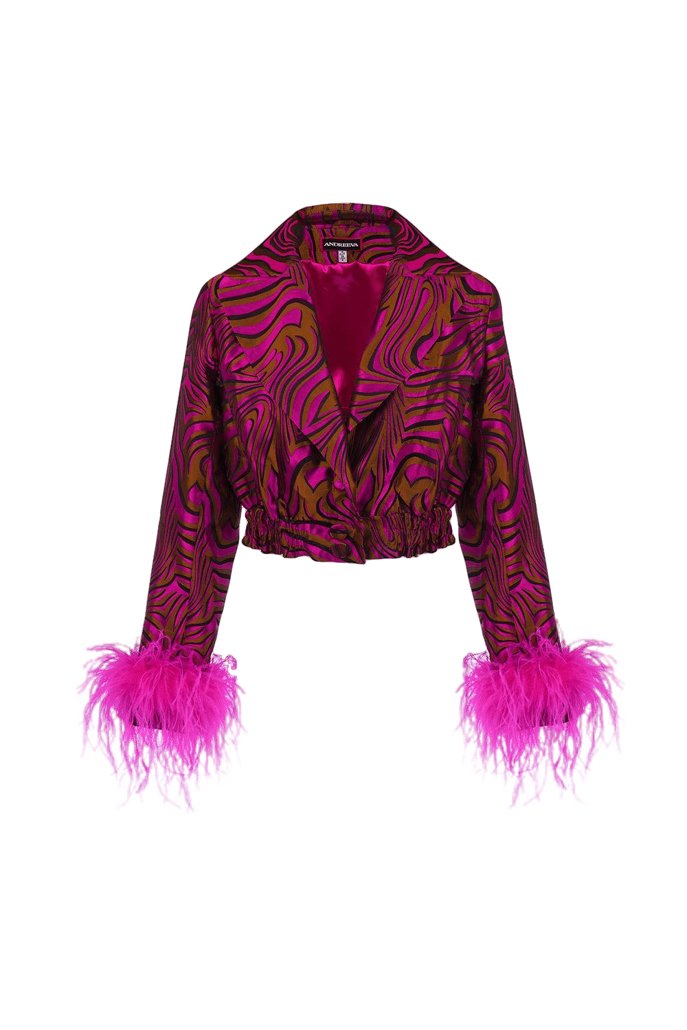 Raspberry Marilyn Jacket With Feathers made by ANDREEVA