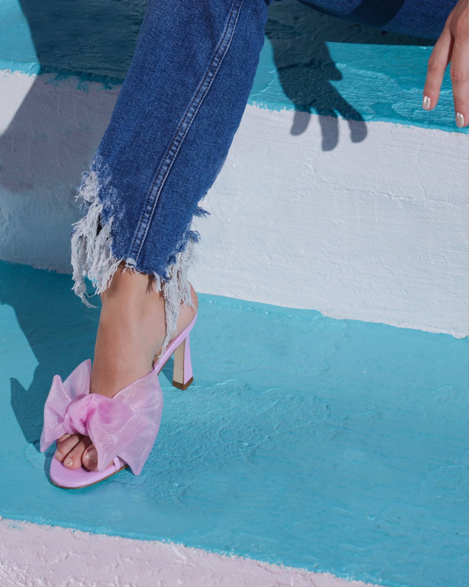 Bow Mule 85 Violet in Purple made by ATANA