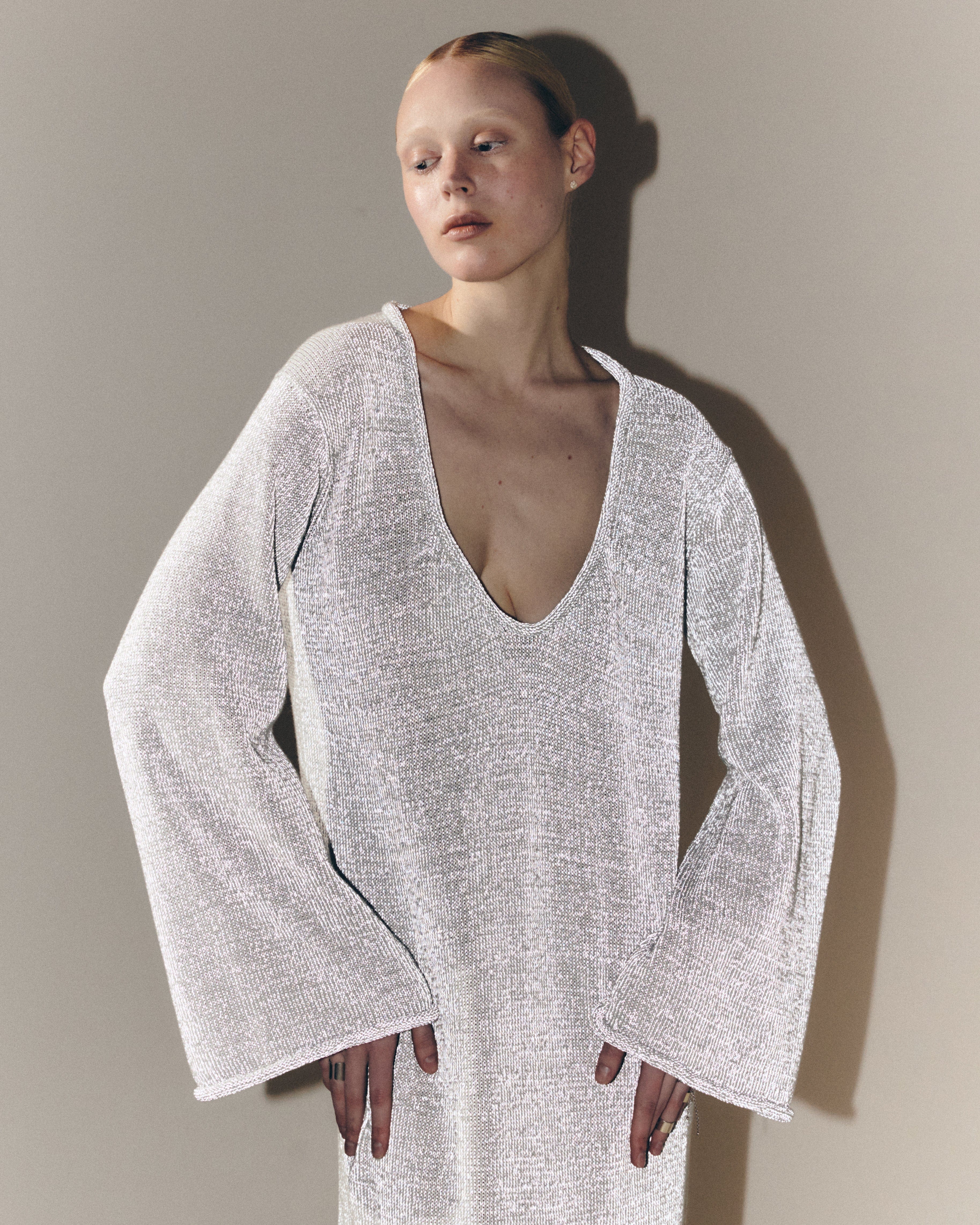 Reflective maxi dress made by KNITEL