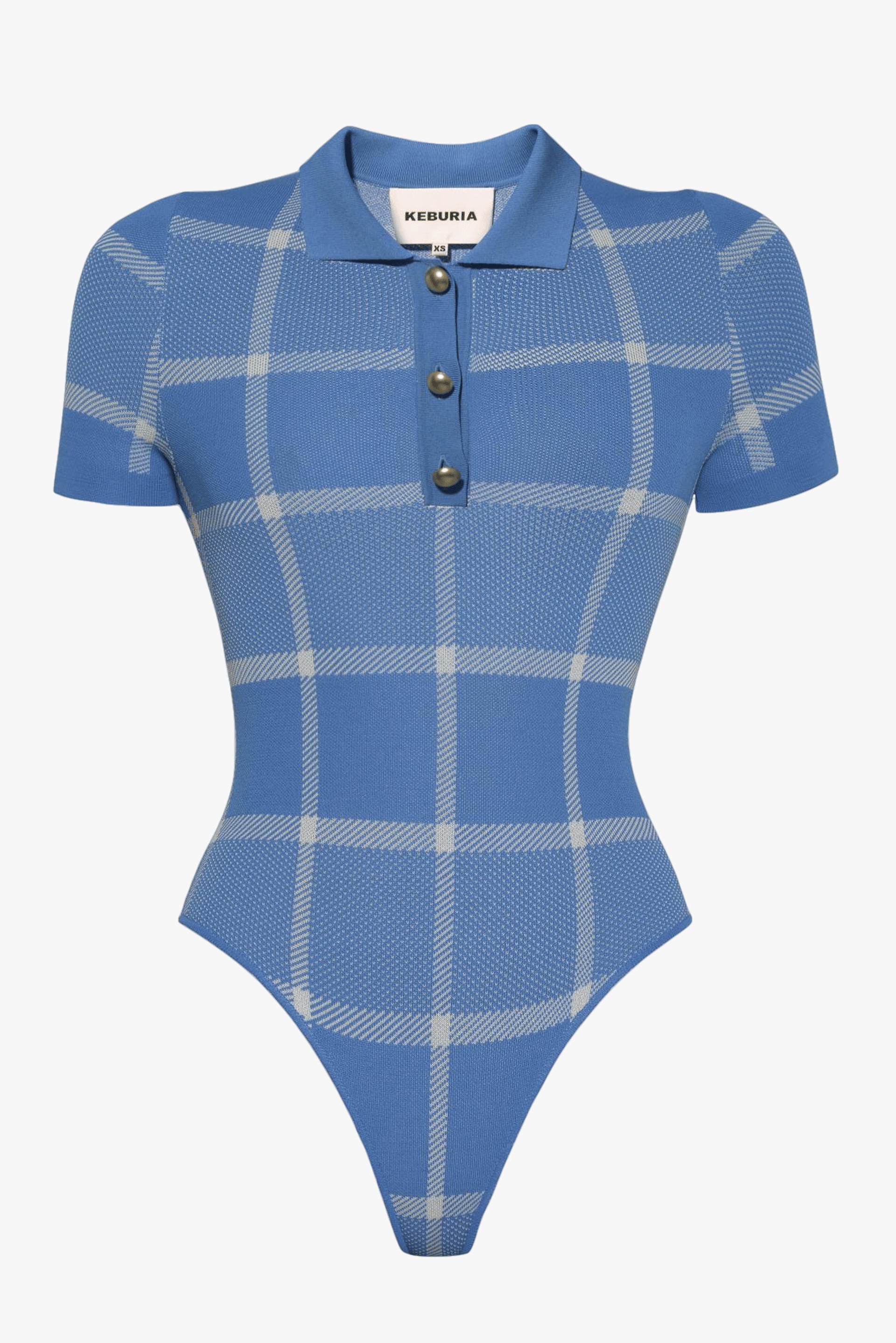 KNIT TARTAN BODYSUIT made by KEBURIA