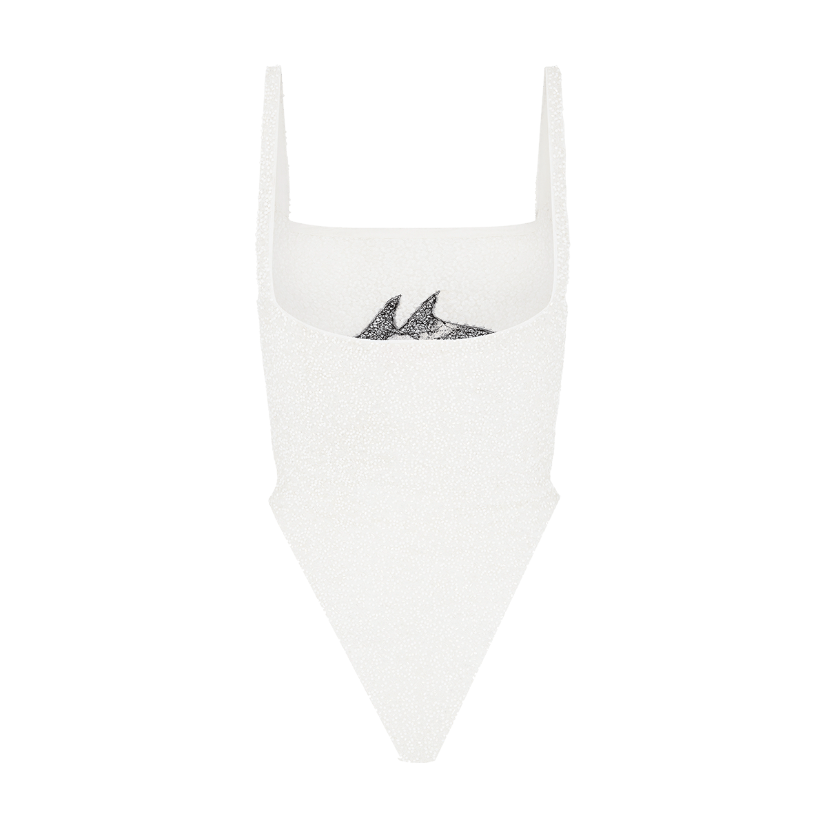 Marina Vintage Neckline Swimsuit White in White made by Oceanus Swimwear