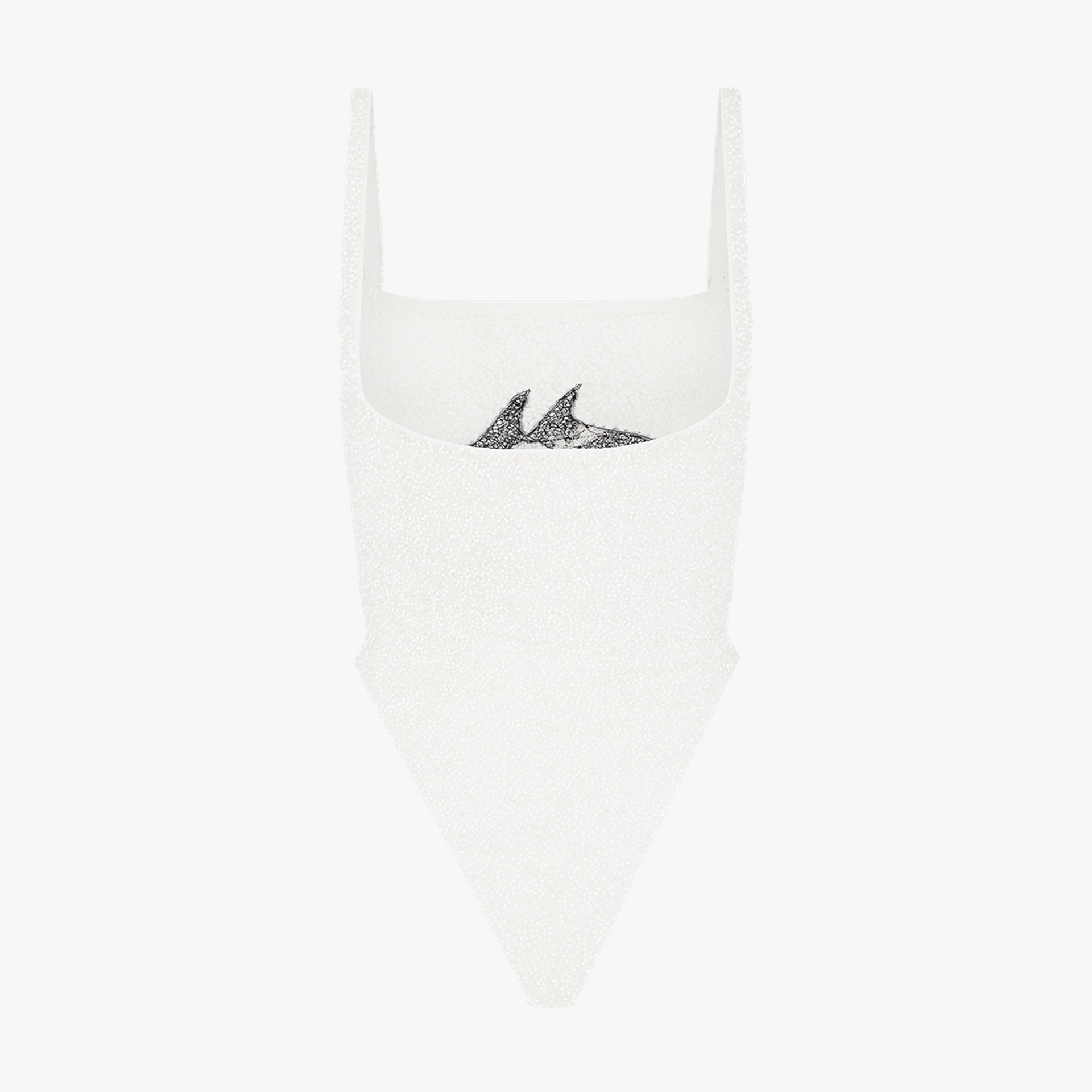 Marina Vintage Neckline Swimsuit White in White made by Oceanus Swimwear