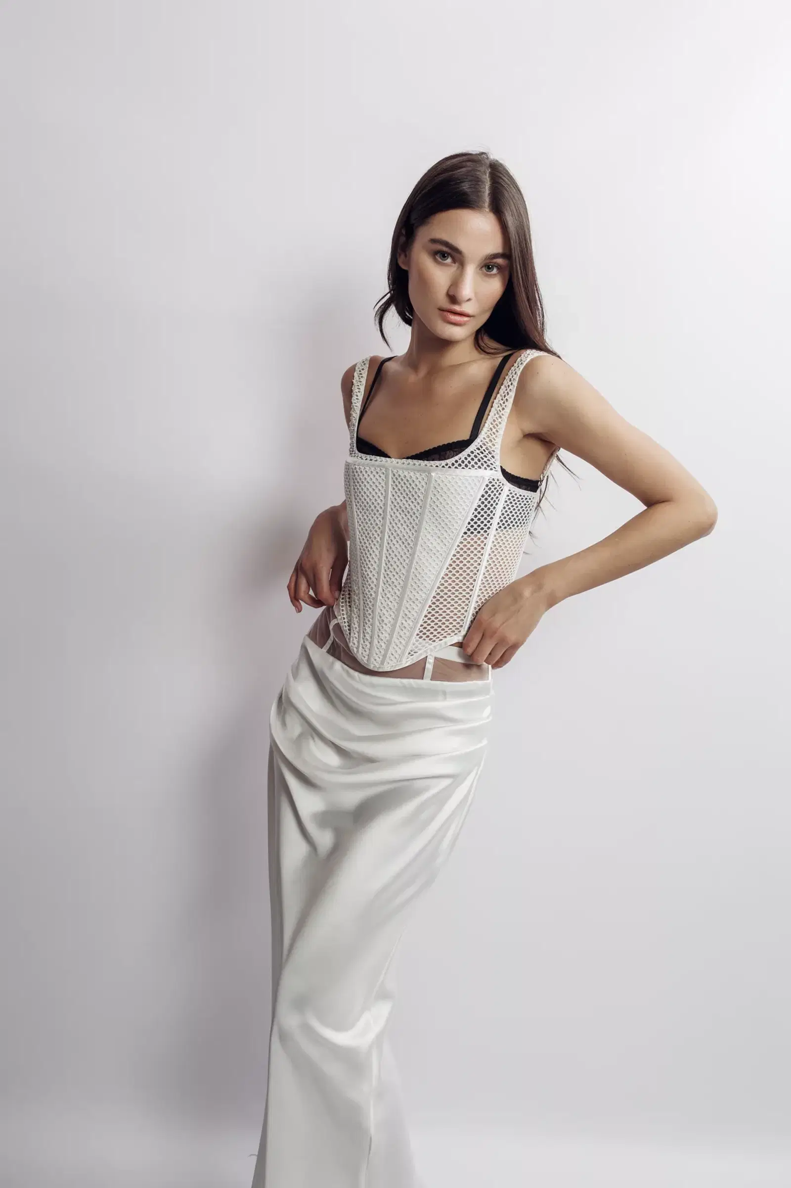 Mesh & Satin Draped Skirt made by Aureliana
