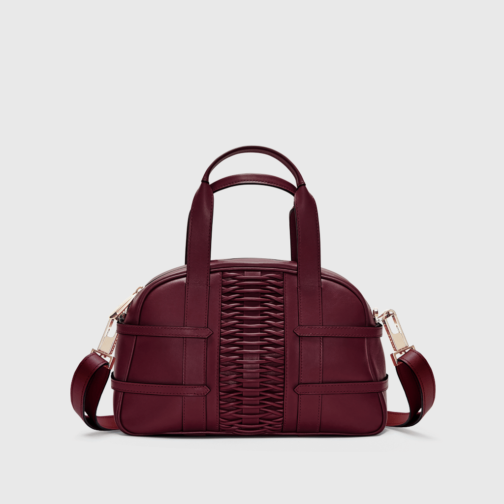 Medium Francesca braided bordeaux satchel made by Yliana Yepez