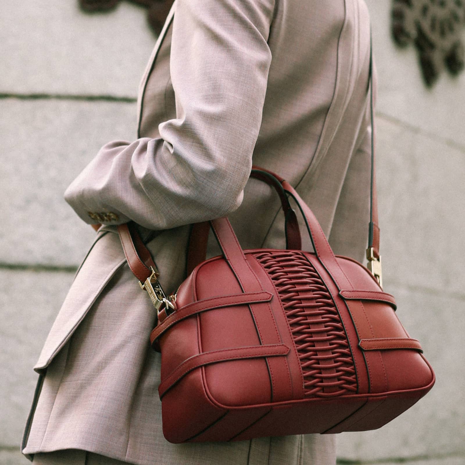 Medium Francesca braided bordeaux satchel made by Yliana Yepez