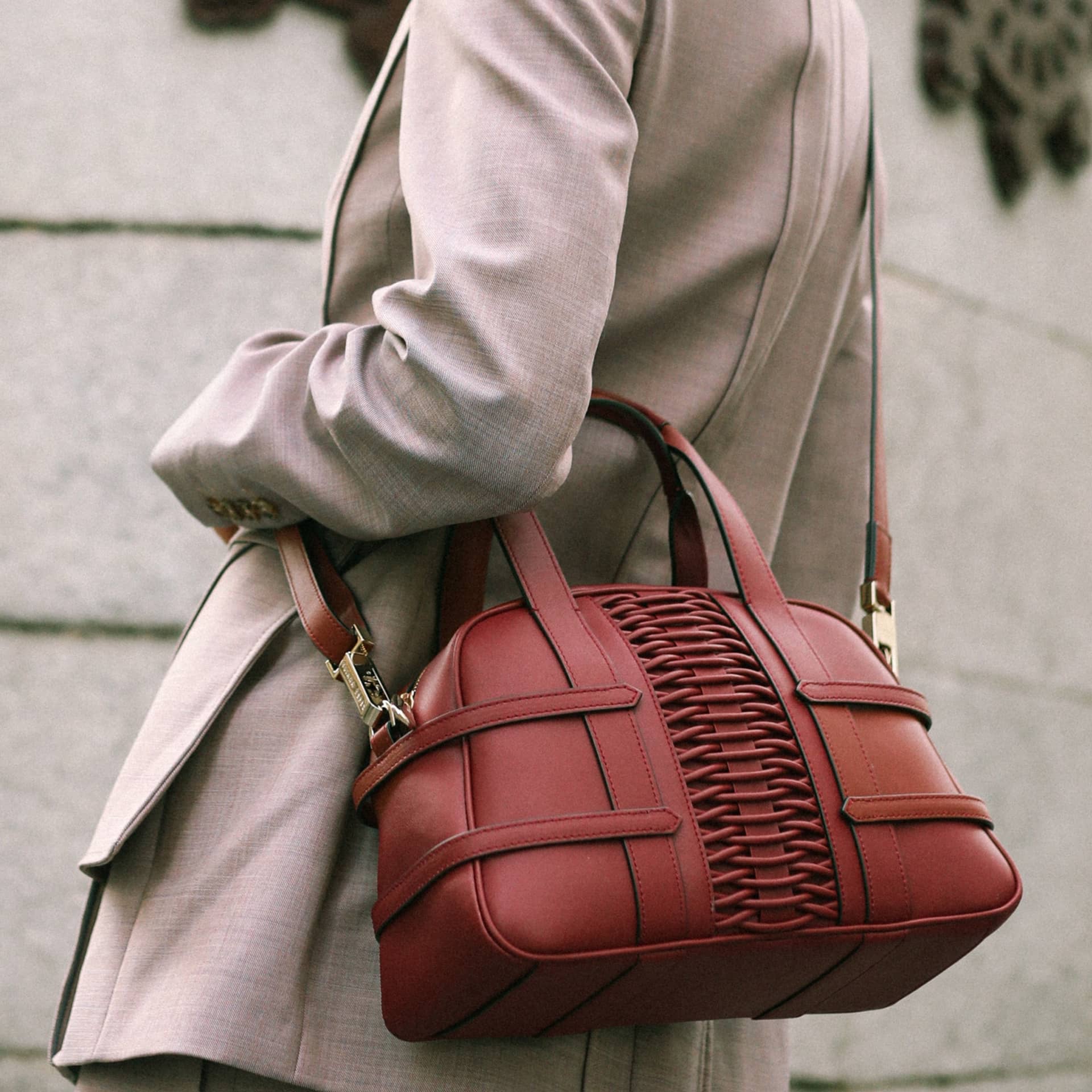 Medium Francesca braided bordeaux satchel made by Yliana Yepez
