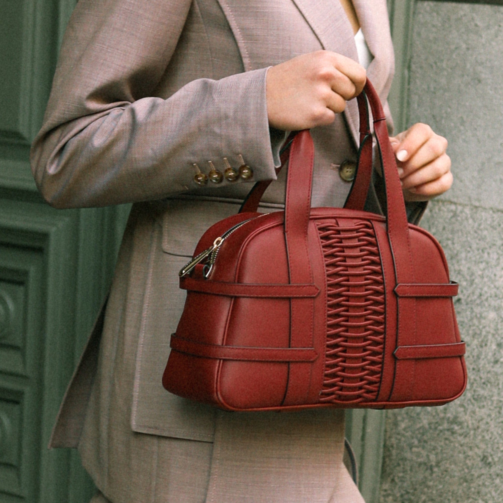 Medium Francesca braided bordeaux satchel made by Yliana Yepez