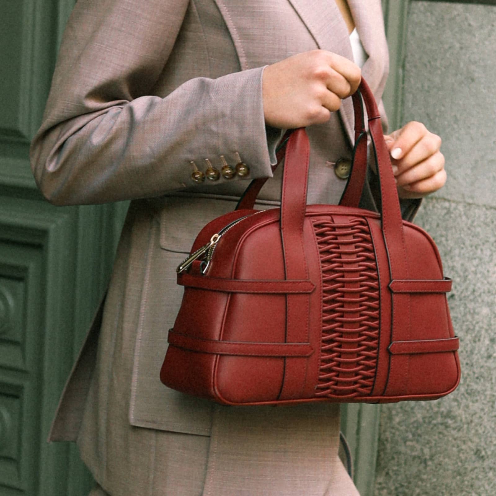 Medium Francesca braided bordeaux satchel made by Yliana Yepez