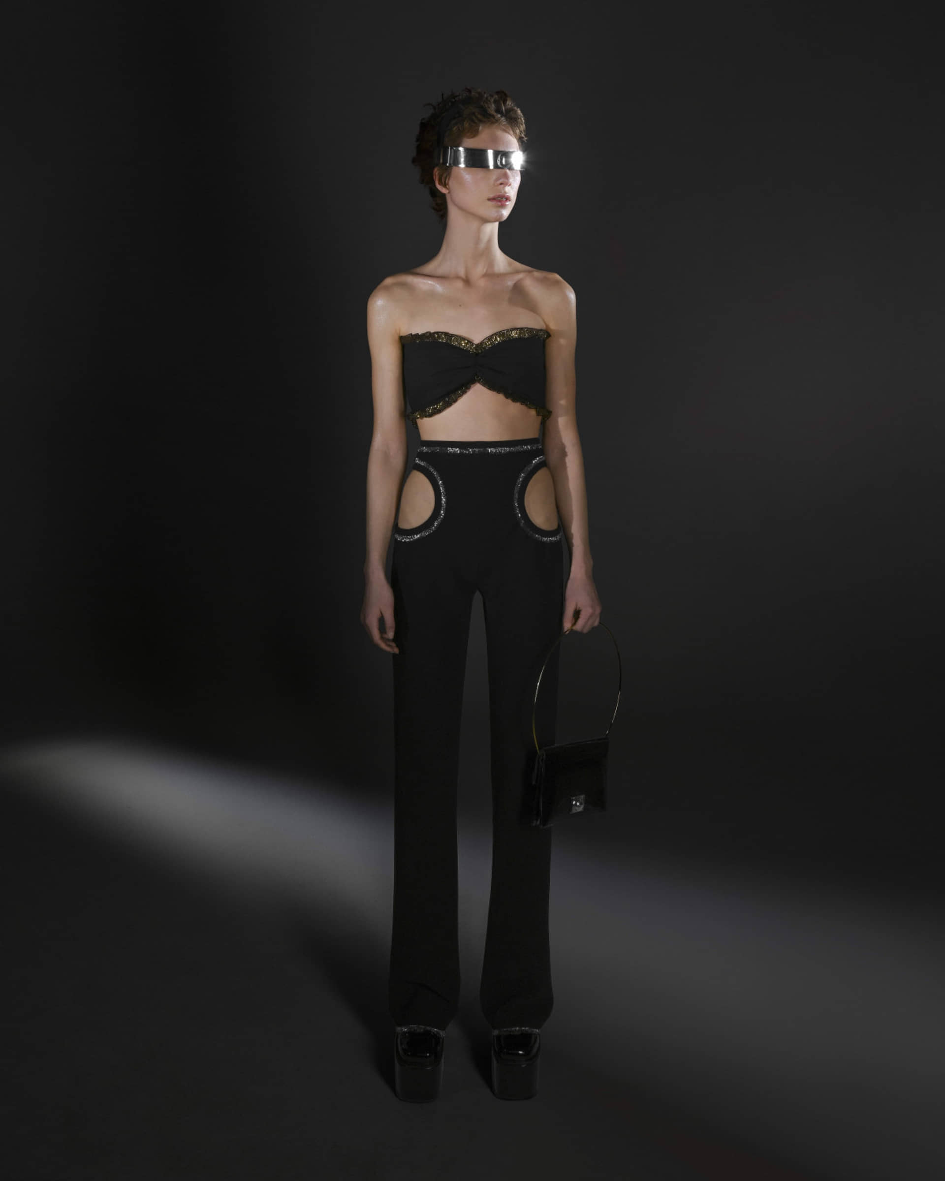 METALLIC LACE-TRIMMED BRALETTE made by KEBURIA