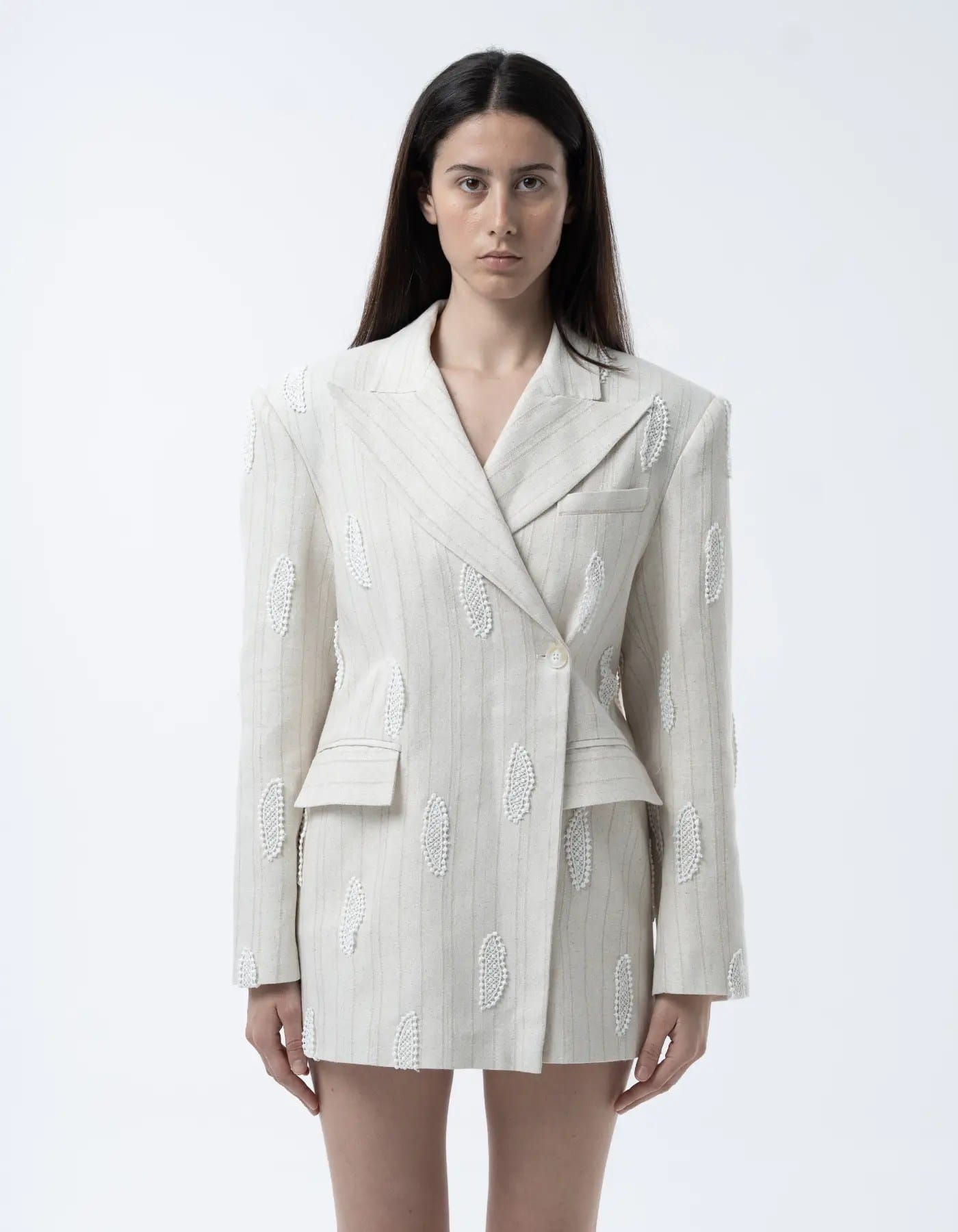 KHALISA Linen Jacket With Embroidery made by MAET