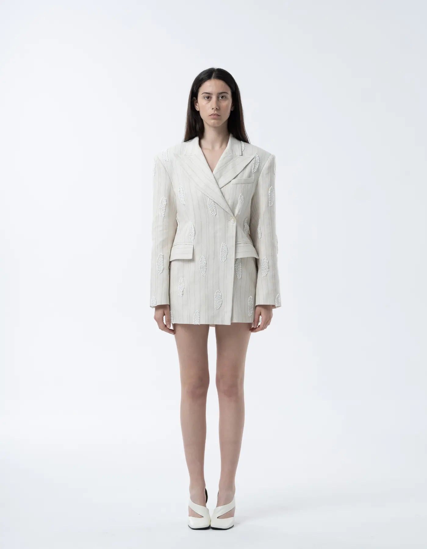 KHALISA Linen Jacket With Embroidery made by MAET