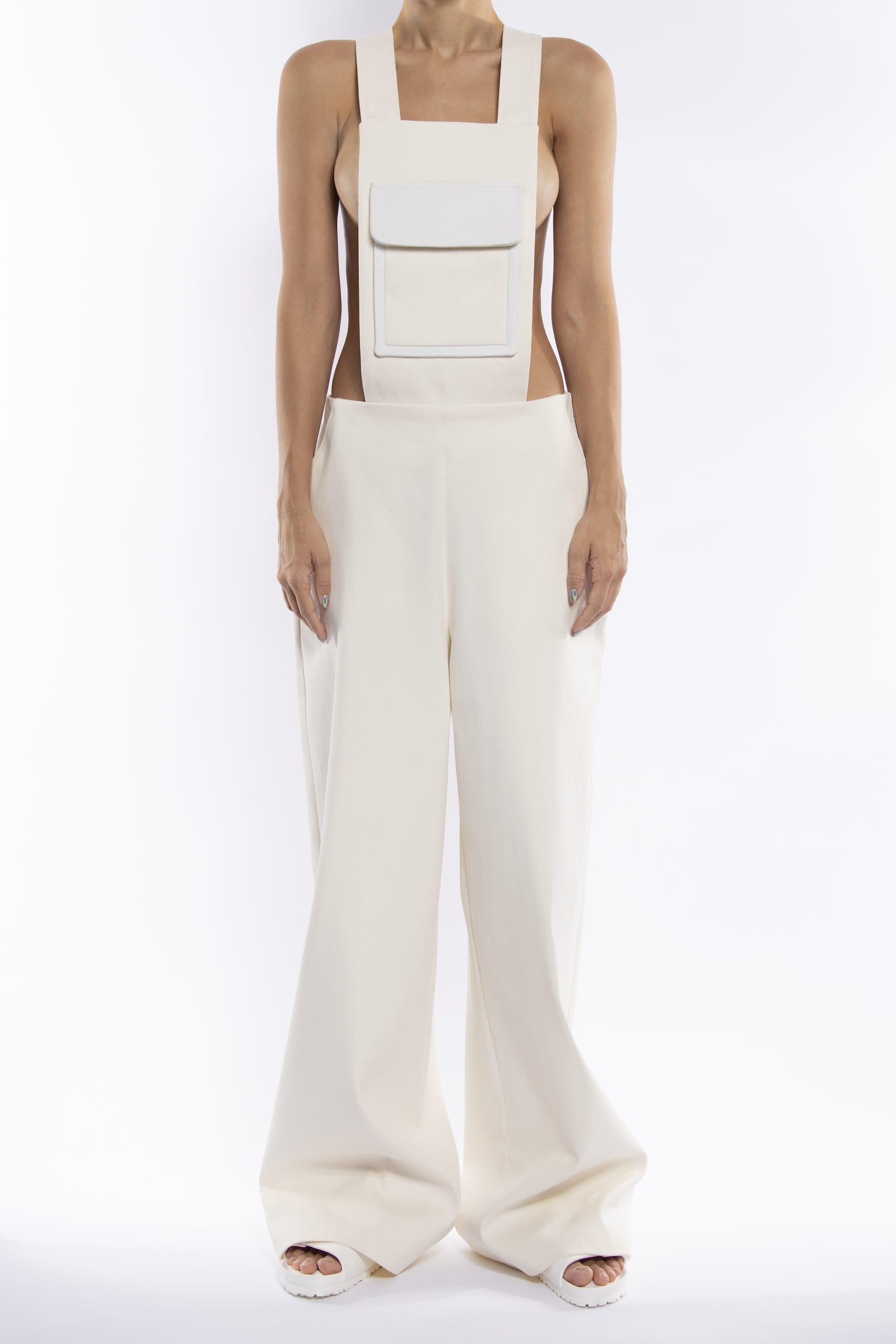 London Denim Jumpsuit in White made by Vestiaire d'un Oiseau Libre