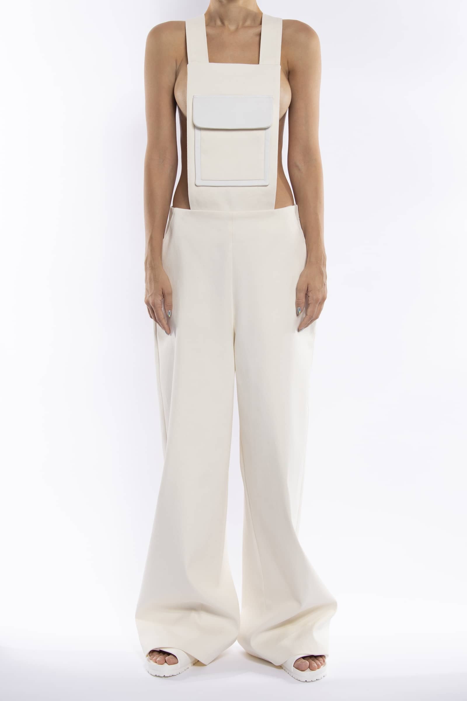 London Denim Jumpsuit in White made by Vestiaire d'un Oiseau Libre