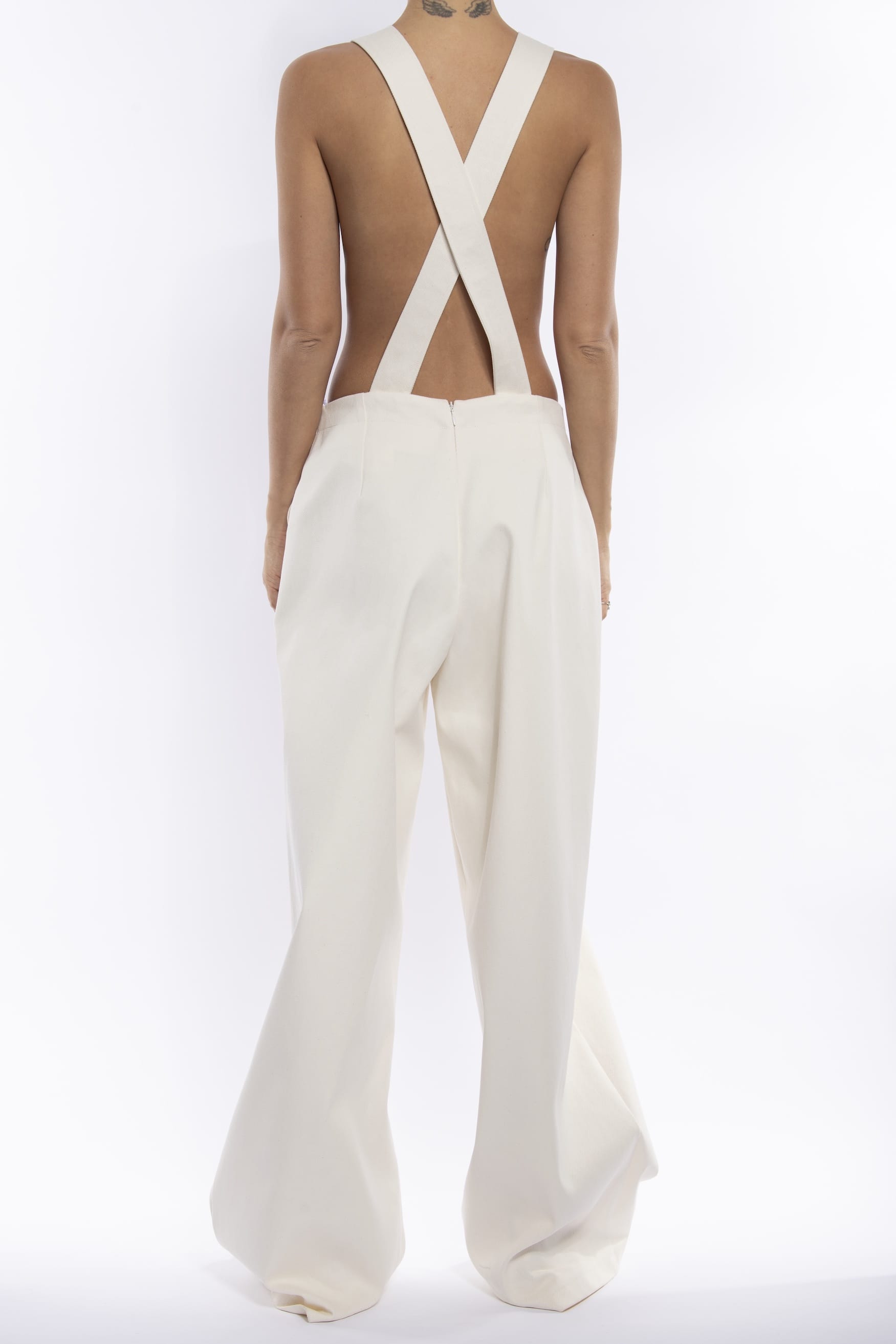 London Denim Jumpsuit in White made by Vestiaire d'un Oiseau Libre