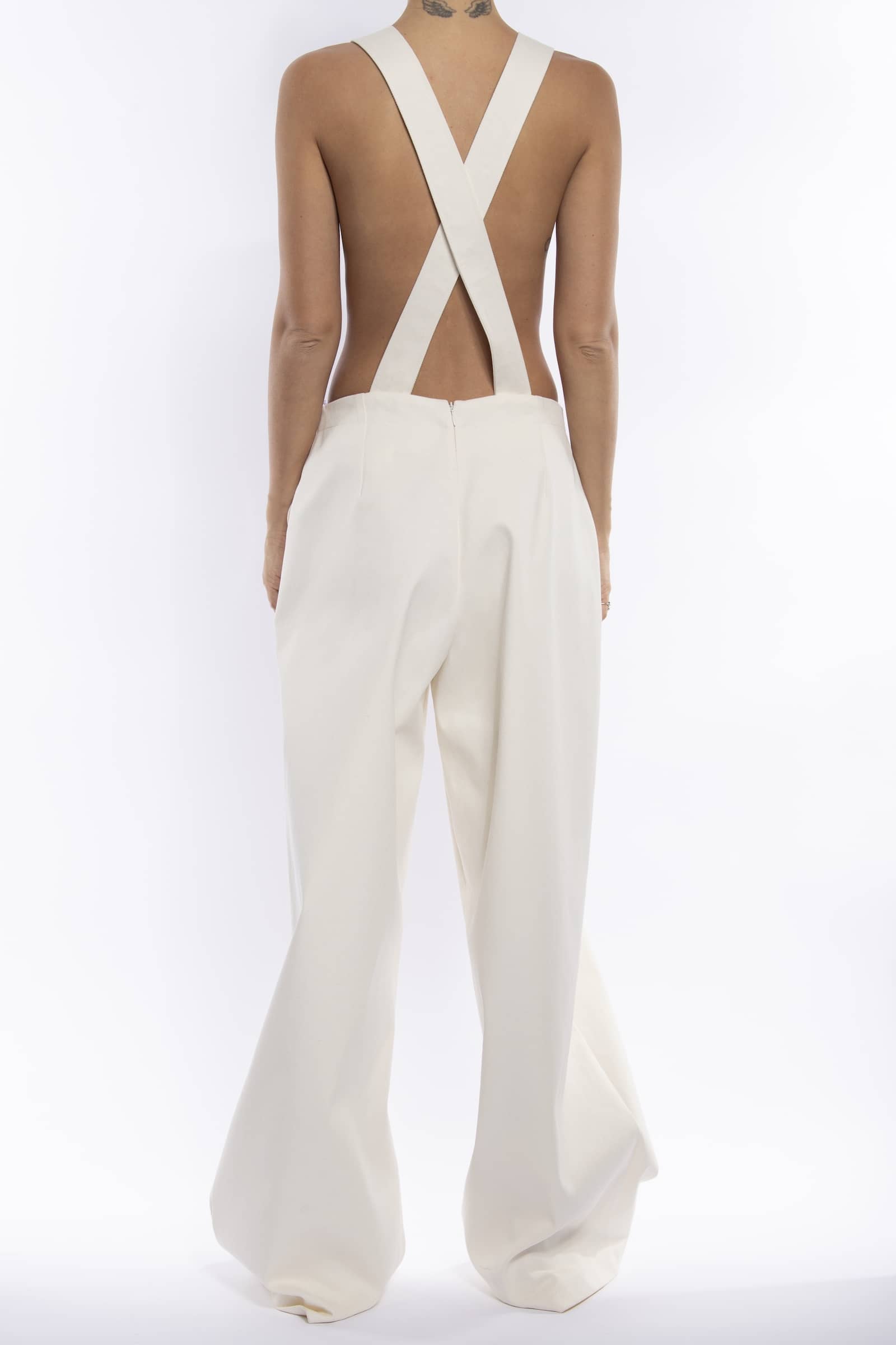 London Denim Jumpsuit in White made by Vestiaire d'un Oiseau Libre