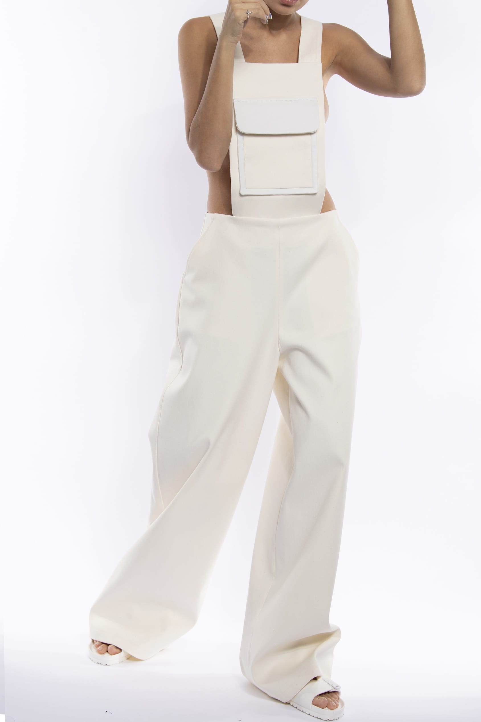 London Denim Jumpsuit in White made by Vestiaire d'un Oiseau Libre