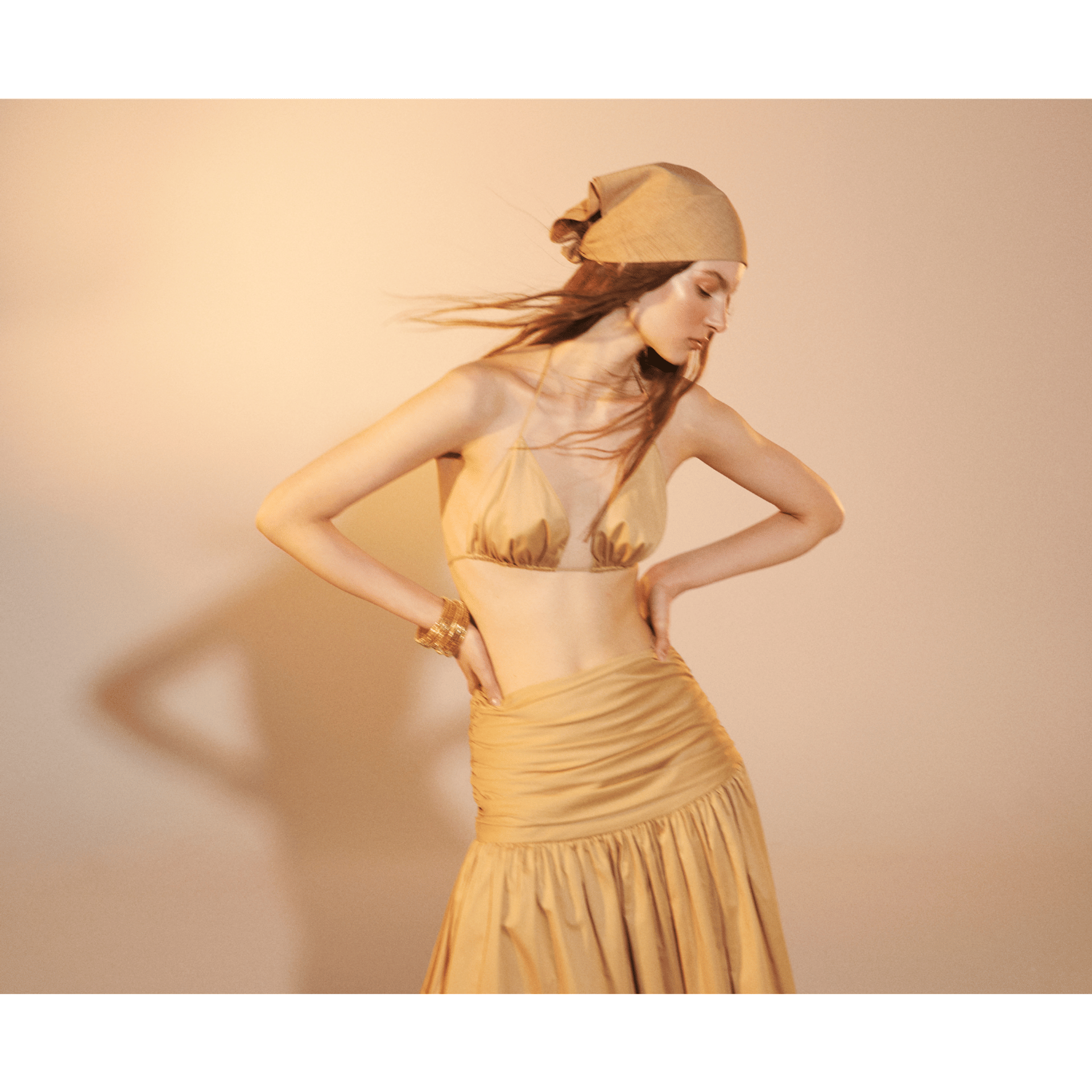 Birdie Rouched Maxi Skirt in Apple Cinnamon in Brown made by Nazli Ceren